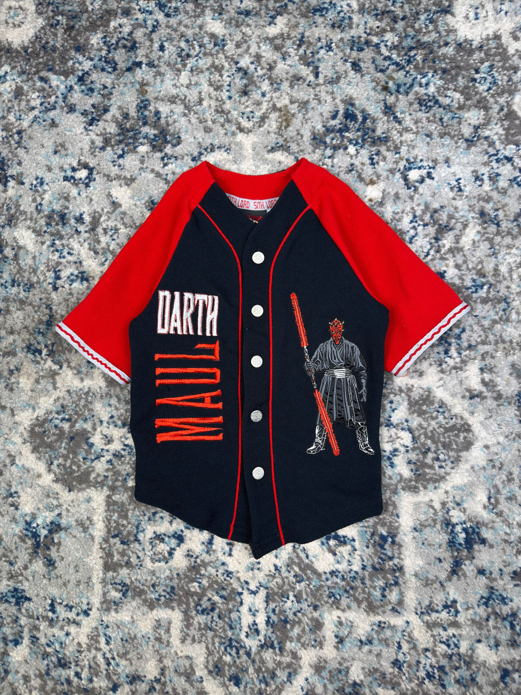 Vintage Star Wars Darth Maul Embroidered Baseball Jersey Size YOUTH 6/7
