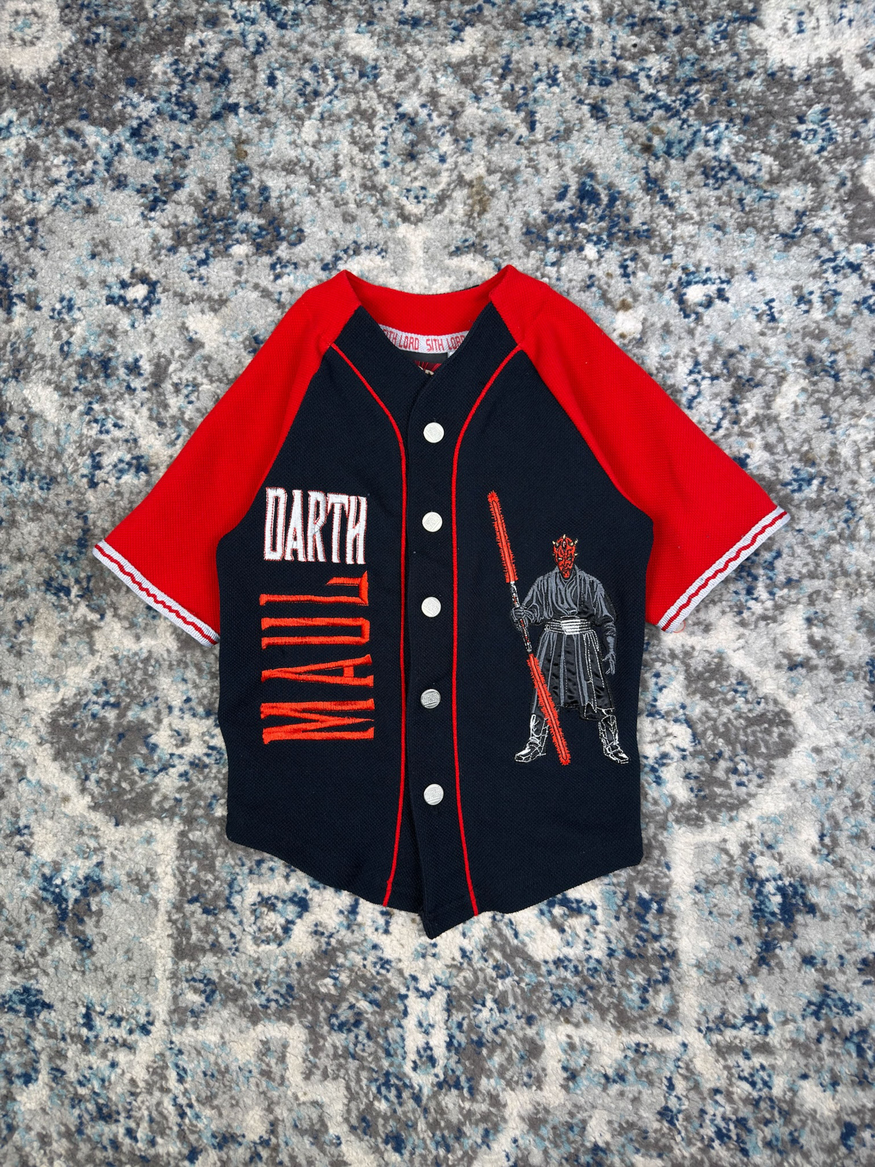 Vintage Star Wars Darth Maul Embroidered Baseball Jersey Size YOUTH 6/7