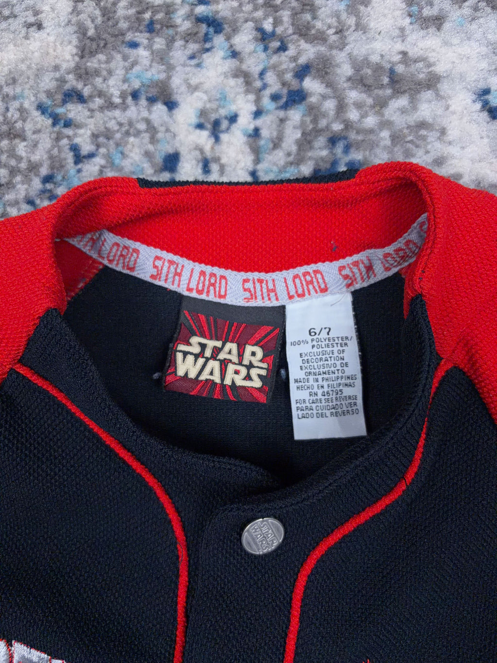 Vintage Star Wars Darth Maul Embroidered Baseball Jersey Size YOUTH 6/7