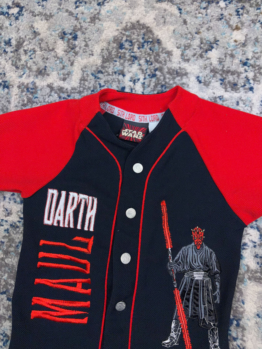 Vintage Star Wars Darth Maul Embroidered Baseball Jersey Size YOUTH 6/7