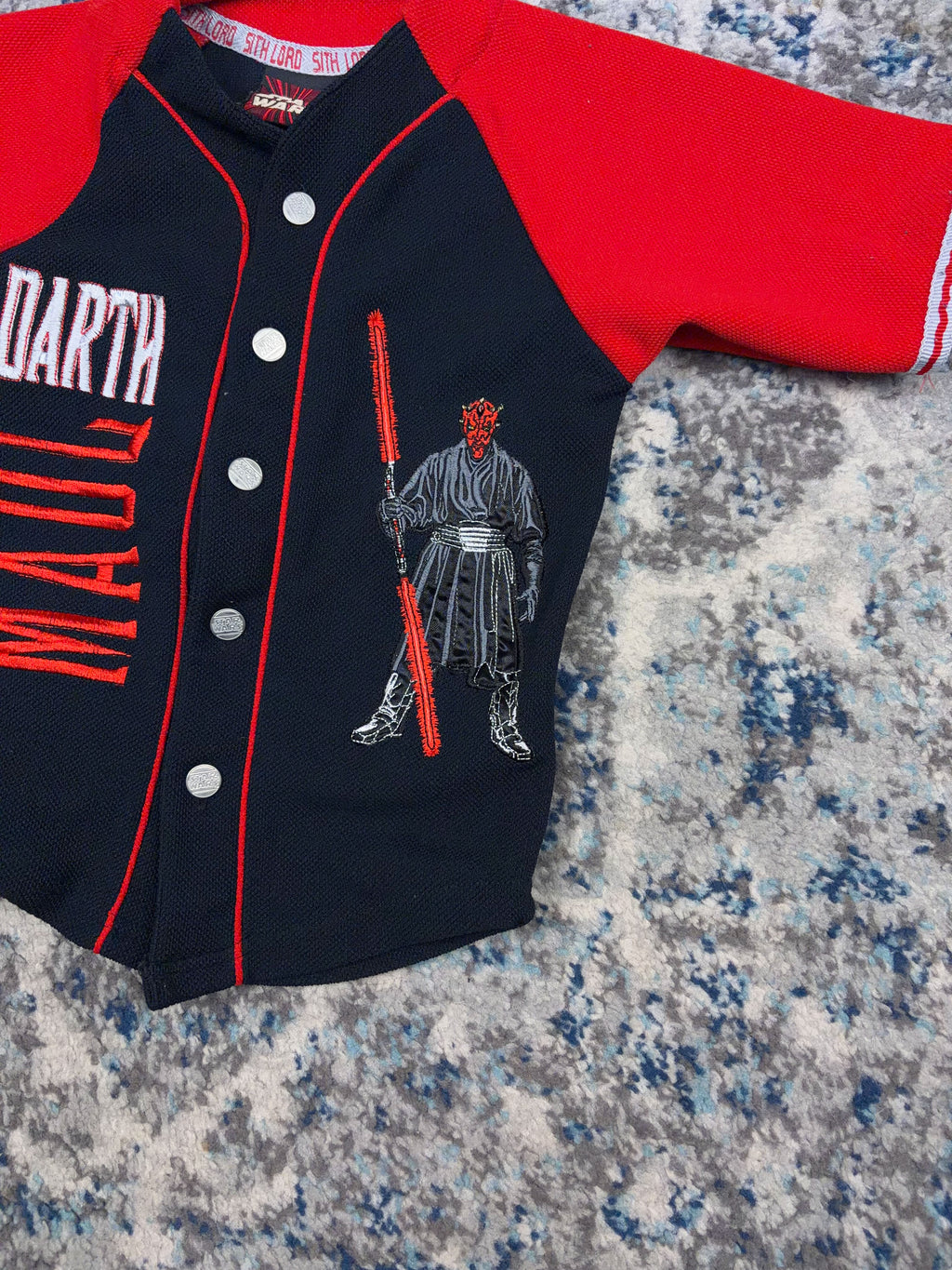 Vintage Star Wars Darth Maul Embroidered Baseball Jersey Size YOUTH 6/7