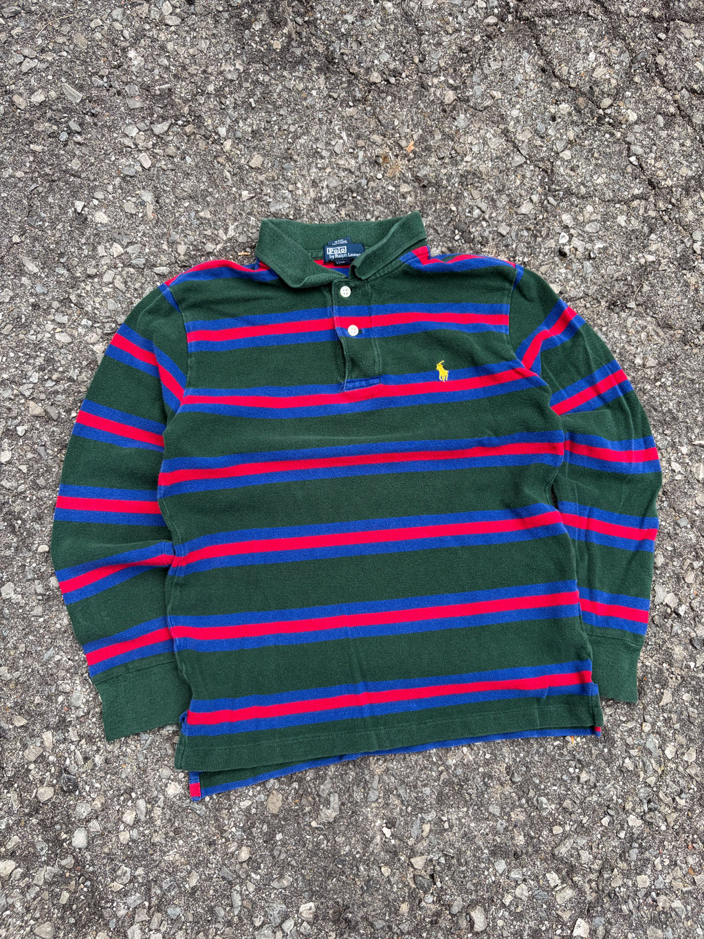 Vintage Polo Ralph Lauren Embroidered Pony 1/4 Button Up Shirt Sz YOUTH M