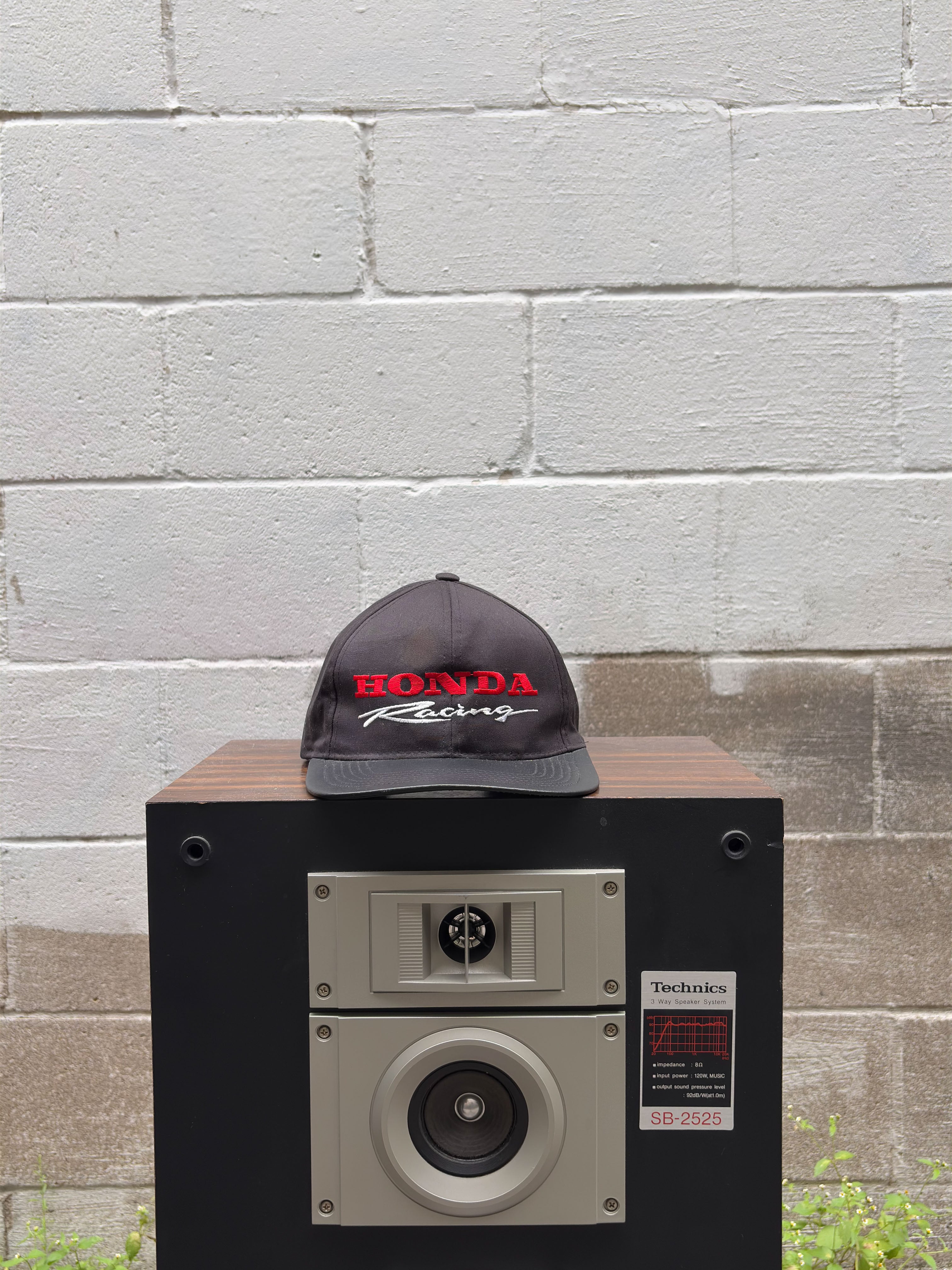 Vintage Honda Racing Embroidered Leather Brim Snapback Hat OSFA