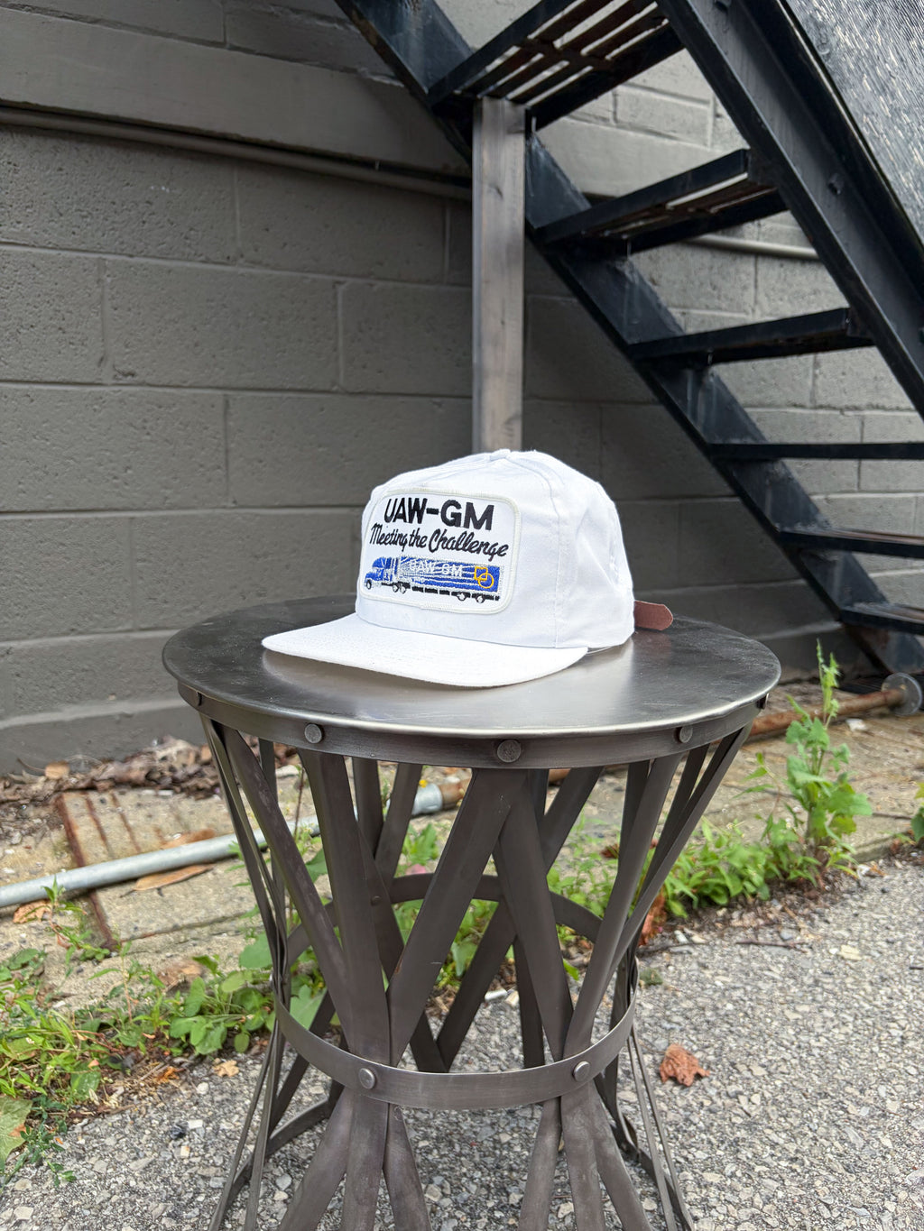 Vintage 90S UAW-GM Freight Meeting The Challenge Strapback Hat OSFA
