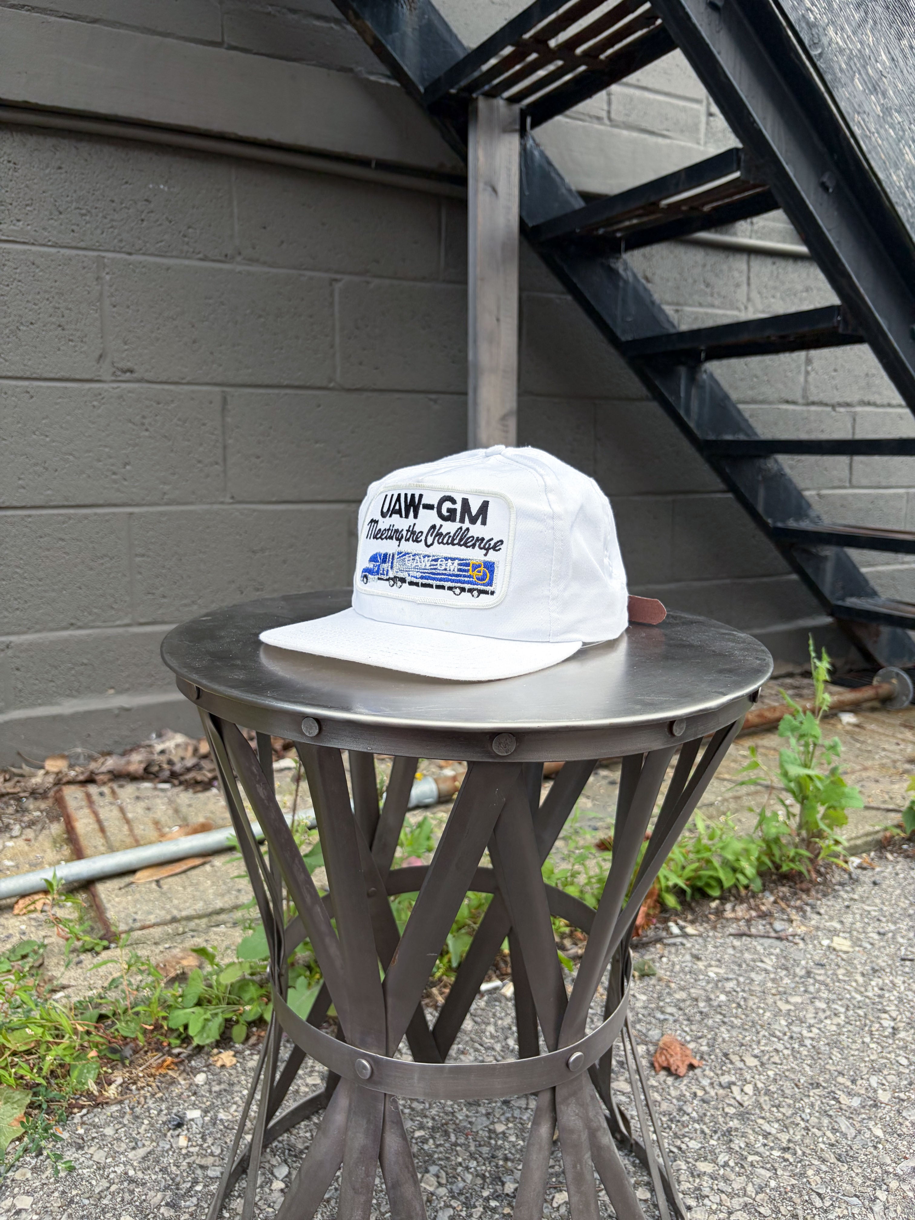 Vintage 90S UAW-GM Freight Meeting The Challenge Strapback Hat OSFA