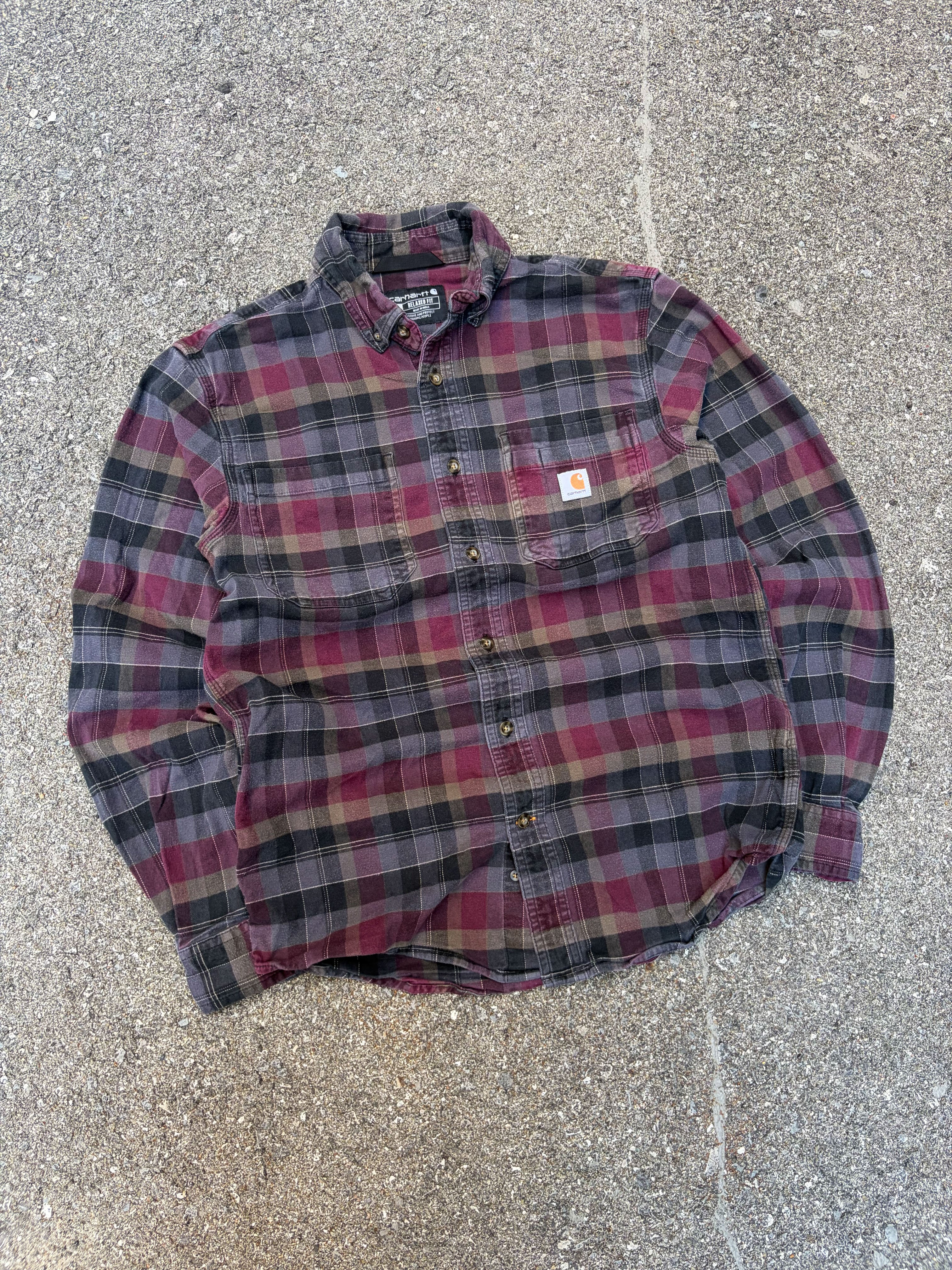 Vintage Carhartt Relaxed Fit Plaid Long Sleeve Button Up Shirt Size Small
