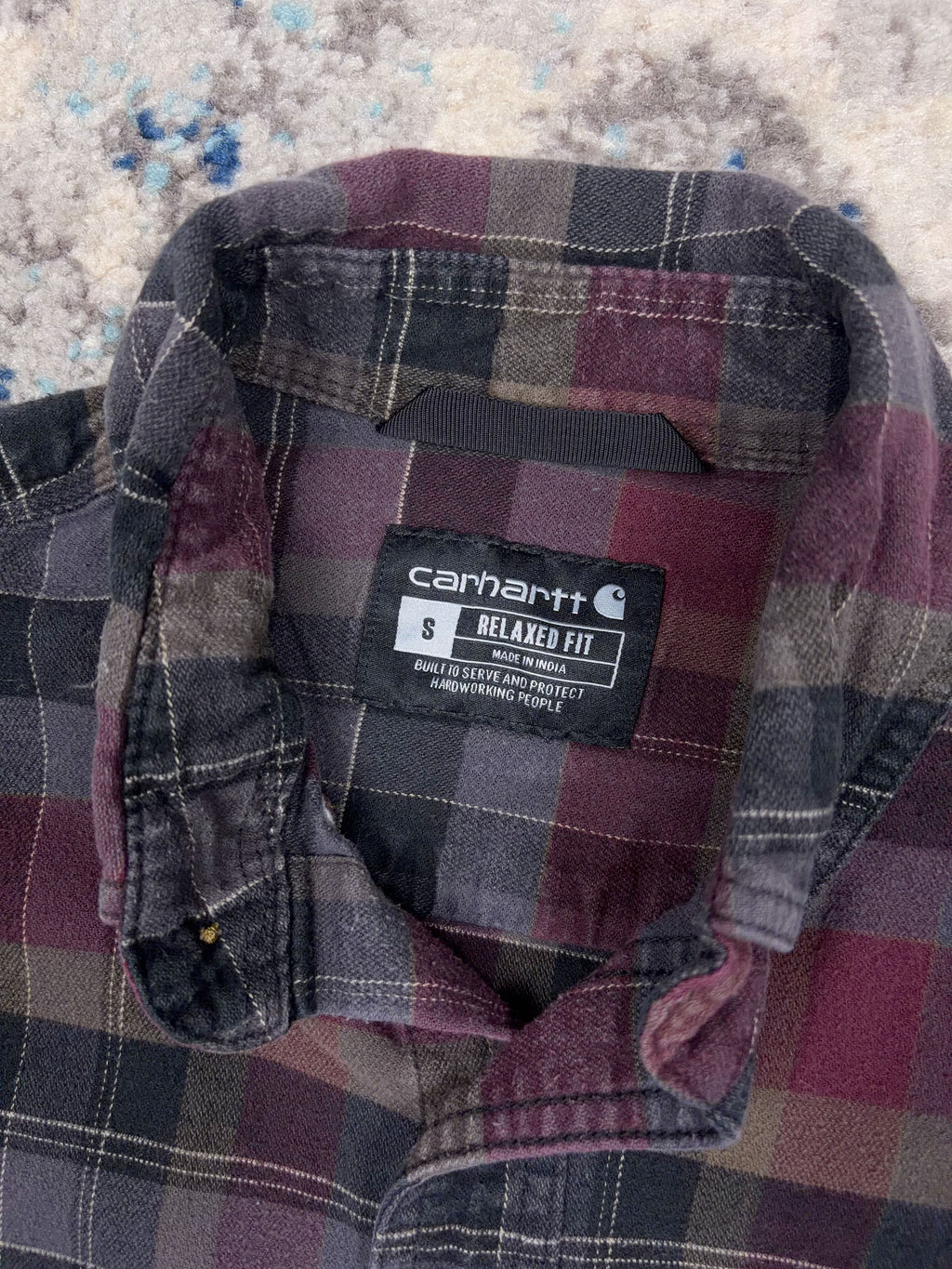 Vintage Carhartt Relaxed Fit Plaid Long Sleeve Button Up Shirt Size Small