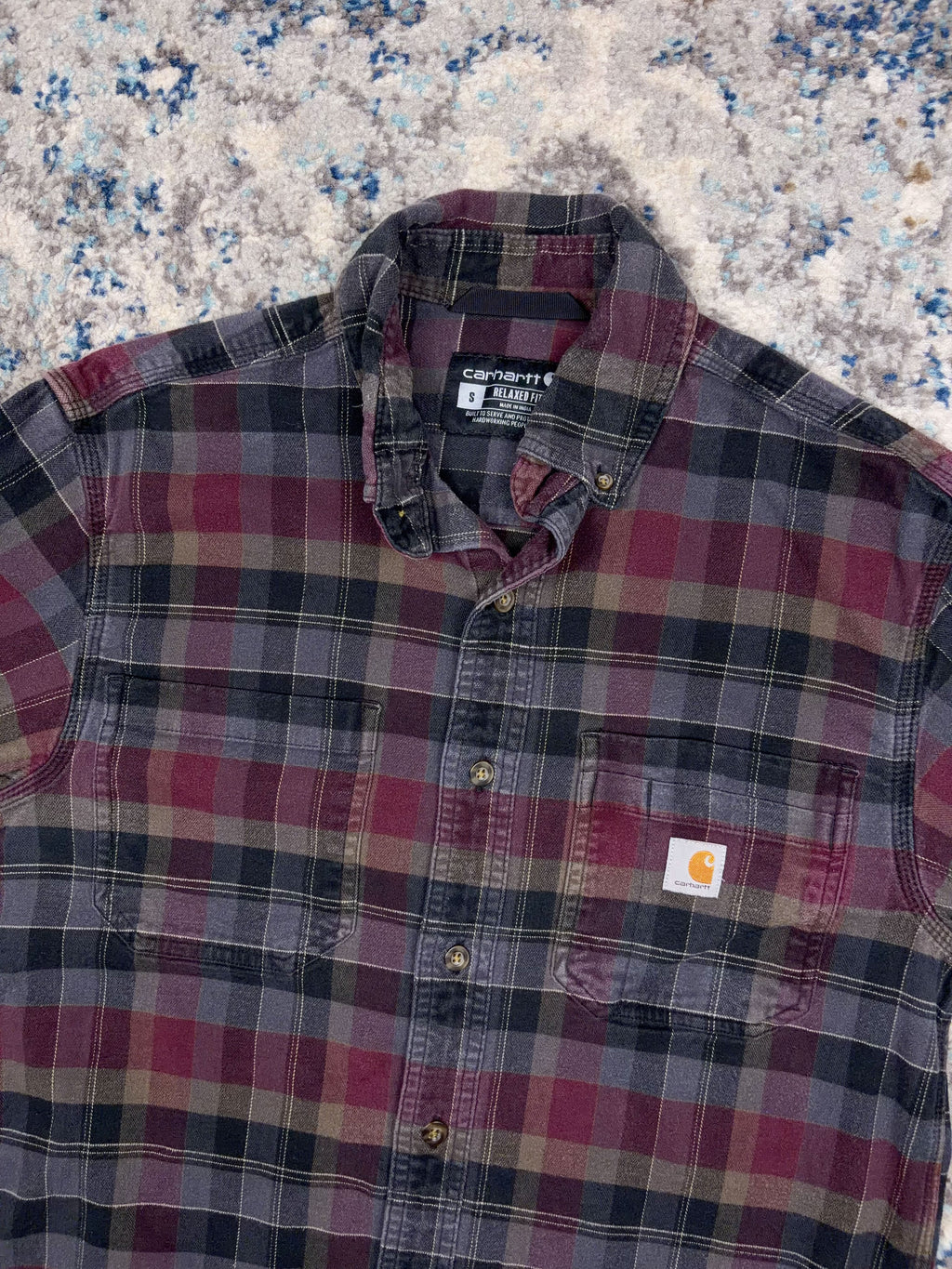 Vintage Carhartt Relaxed Fit Plaid Long Sleeve Button Up Shirt Size Small