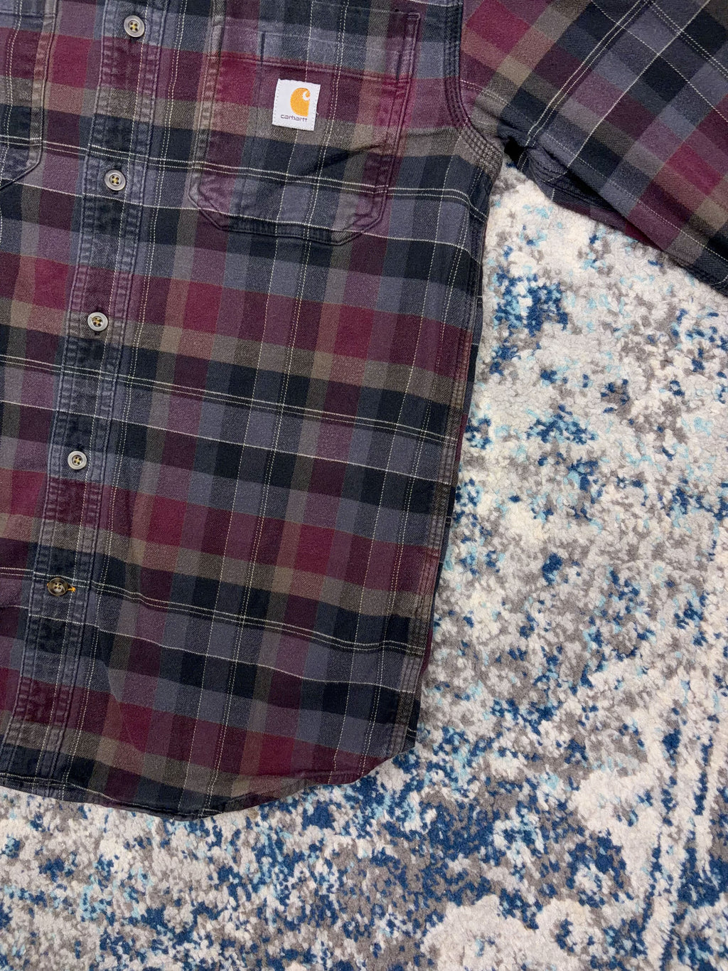 Vintage Carhartt Relaxed Fit Plaid Long Sleeve Button Up Shirt Size Small