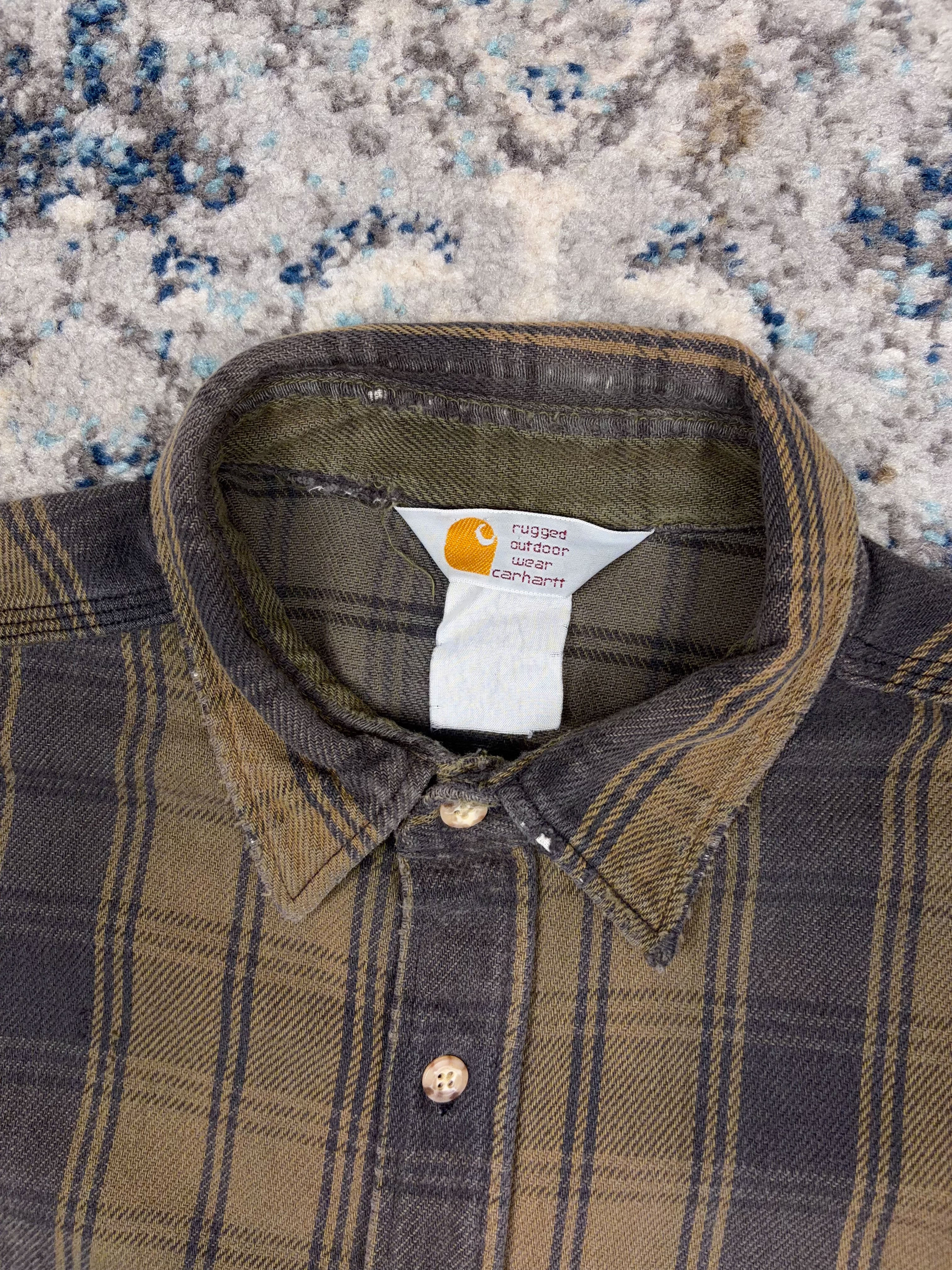 Vintage 90s Carhartt Plaid Long Sleeve Workwear Button Up Shirt Size 2XL