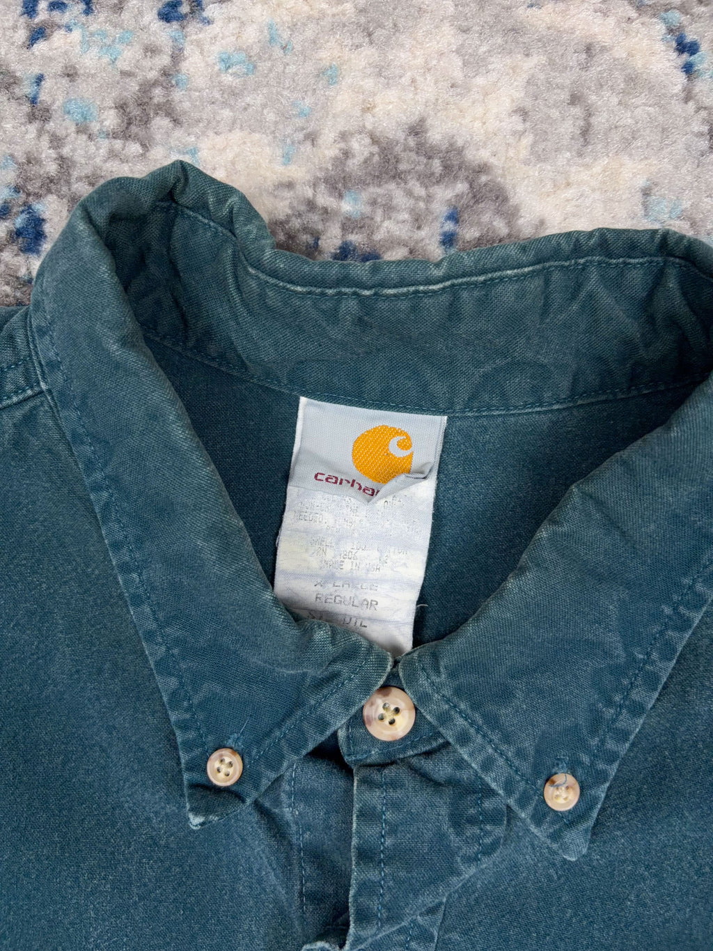 Vintage Carhartt Double Pocket Long Sleeve Workwear Button Up Shirt Size XL