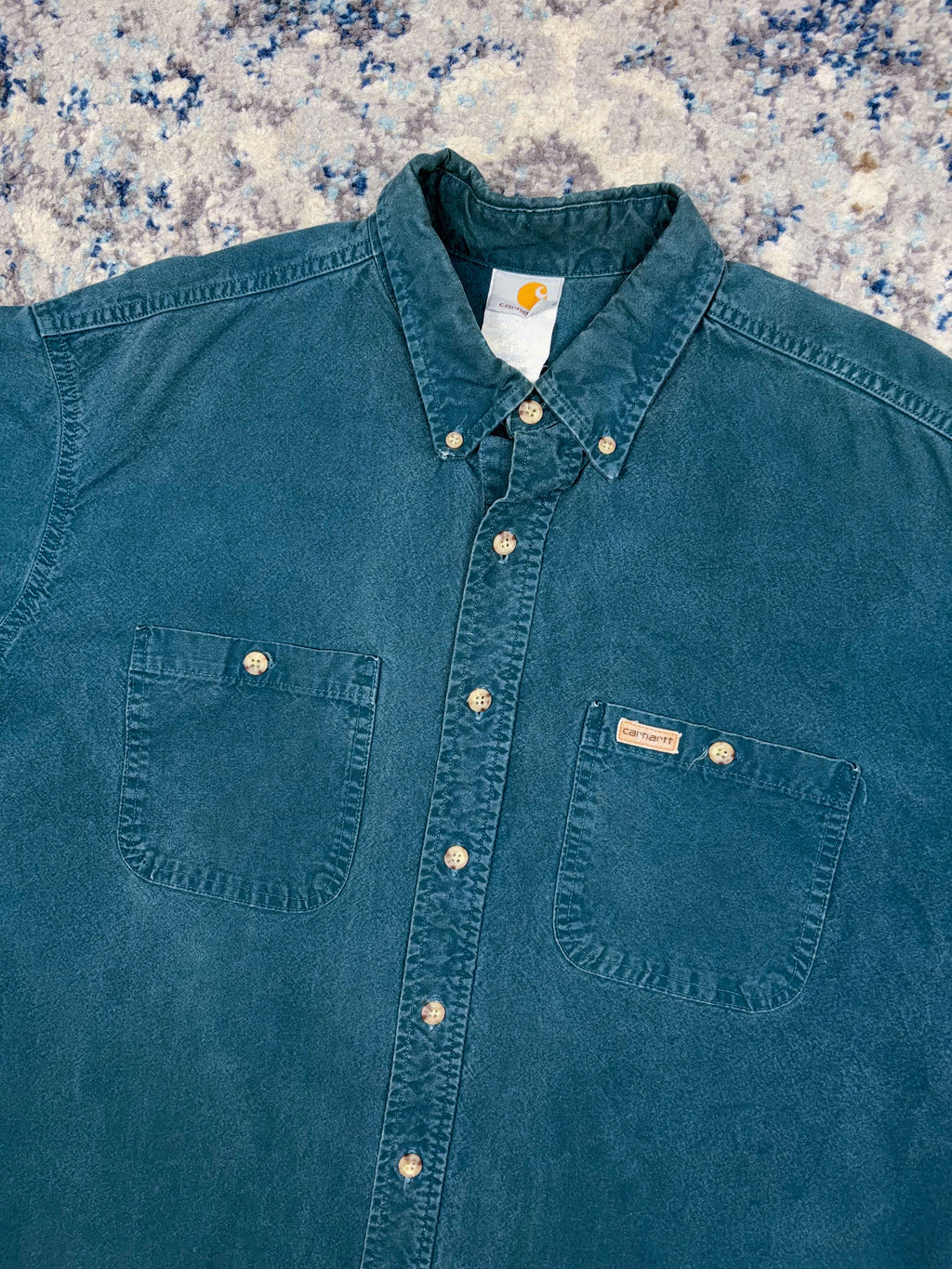 Vintage Carhartt Double Pocket Long Sleeve Workwear Button Up Shirt Size XL