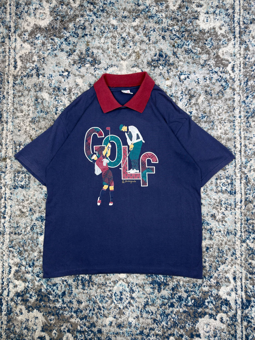Vintage 1992 Golf Graphic Spellout Collared T-Shirt Size Large