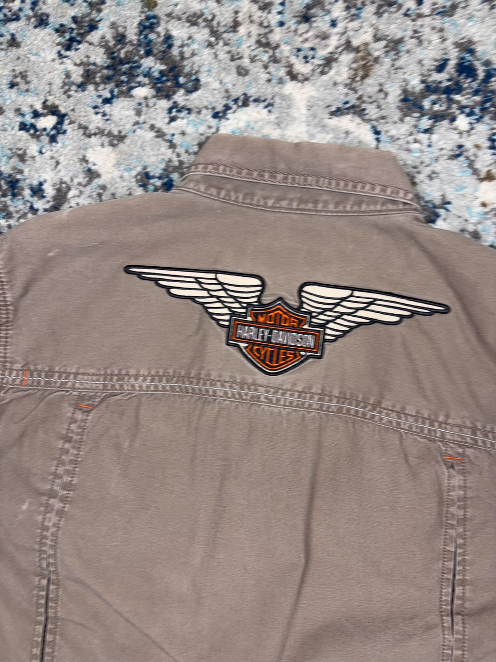 Vintage Harley Davidson Embroidered Spellout Button Up Shirt Size Large