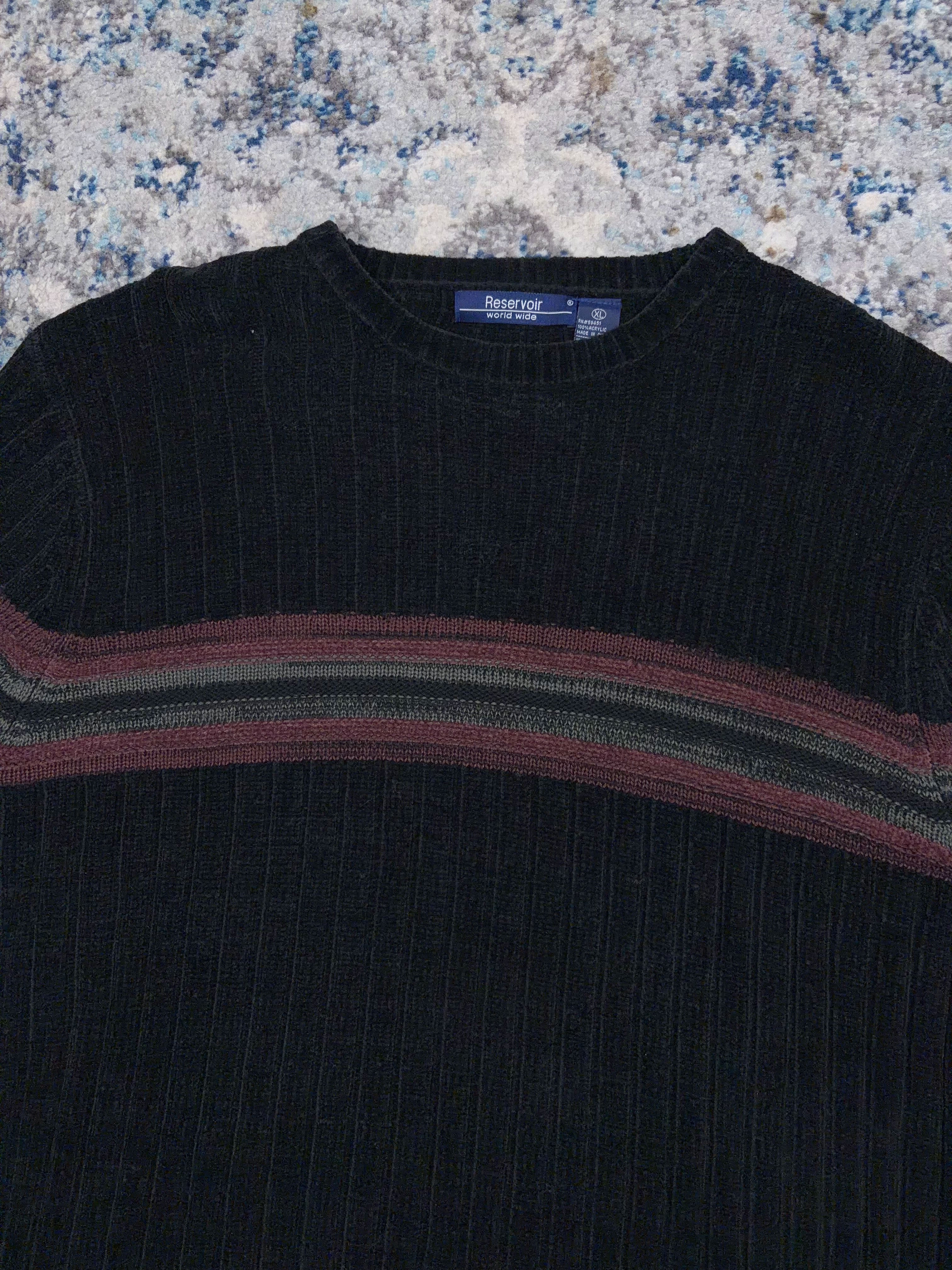 Vintage Reservoir Worldwide Striped Pullover Knit Sweater Size XL