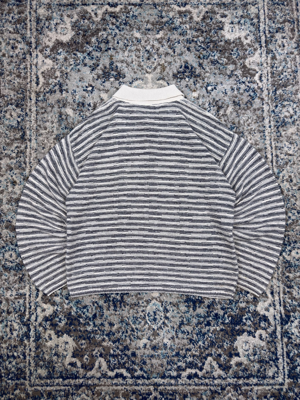 Vintage Barrell II Striped 1/4 Button Collared Knit Sweater Size XL