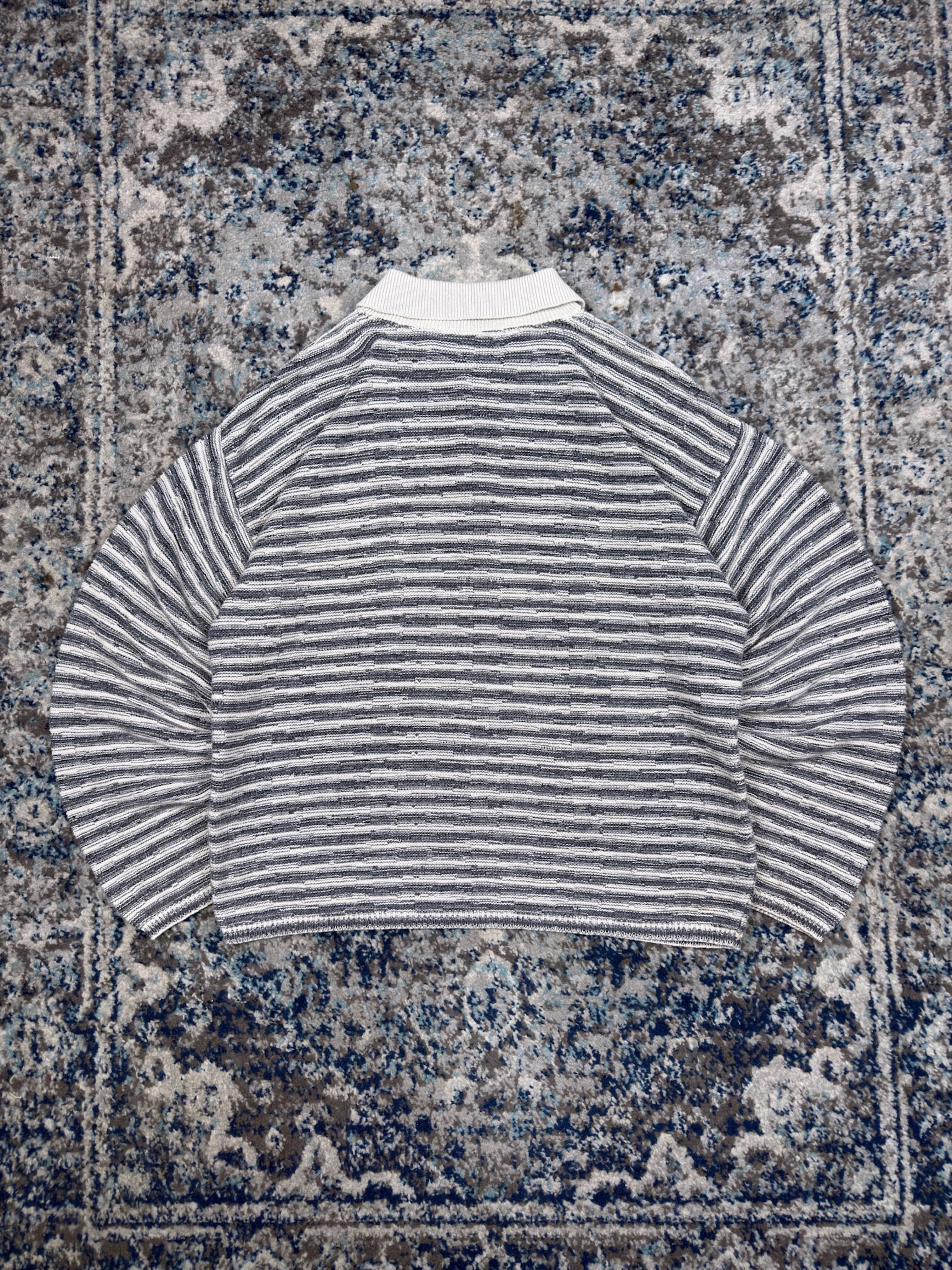 Vintage Barrell II Striped 1/4 Button Collared Knit Sweater Size XL