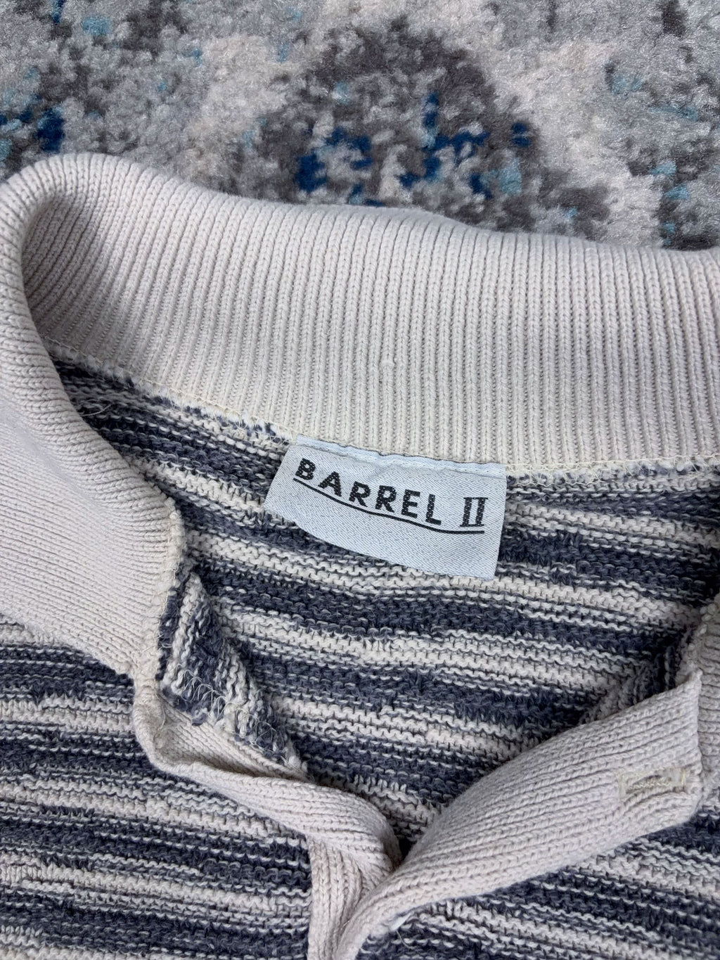 Vintage Barrell II Striped 1/4 Button Collared Knit Sweater Size XL