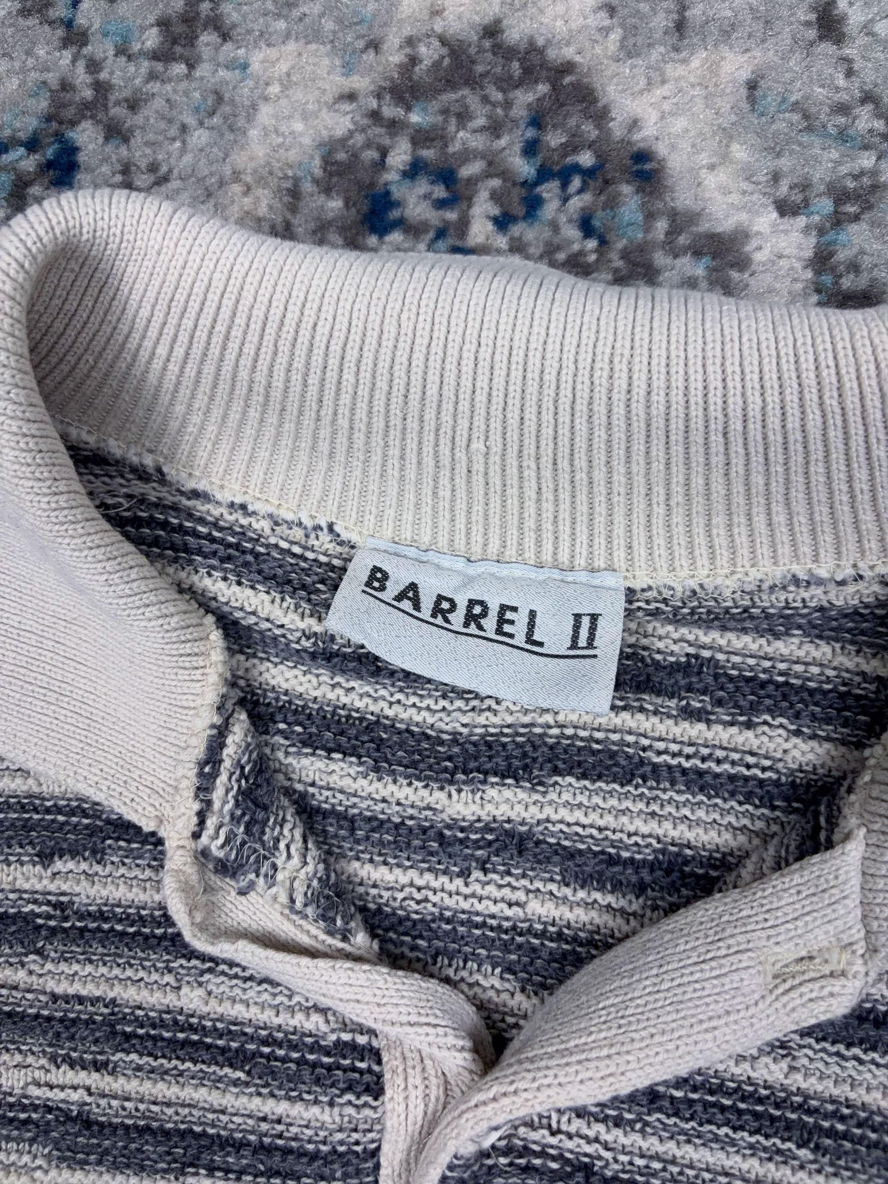 Vintage Barrell II Striped 1/4 Button Collared Knit Sweater Size XL