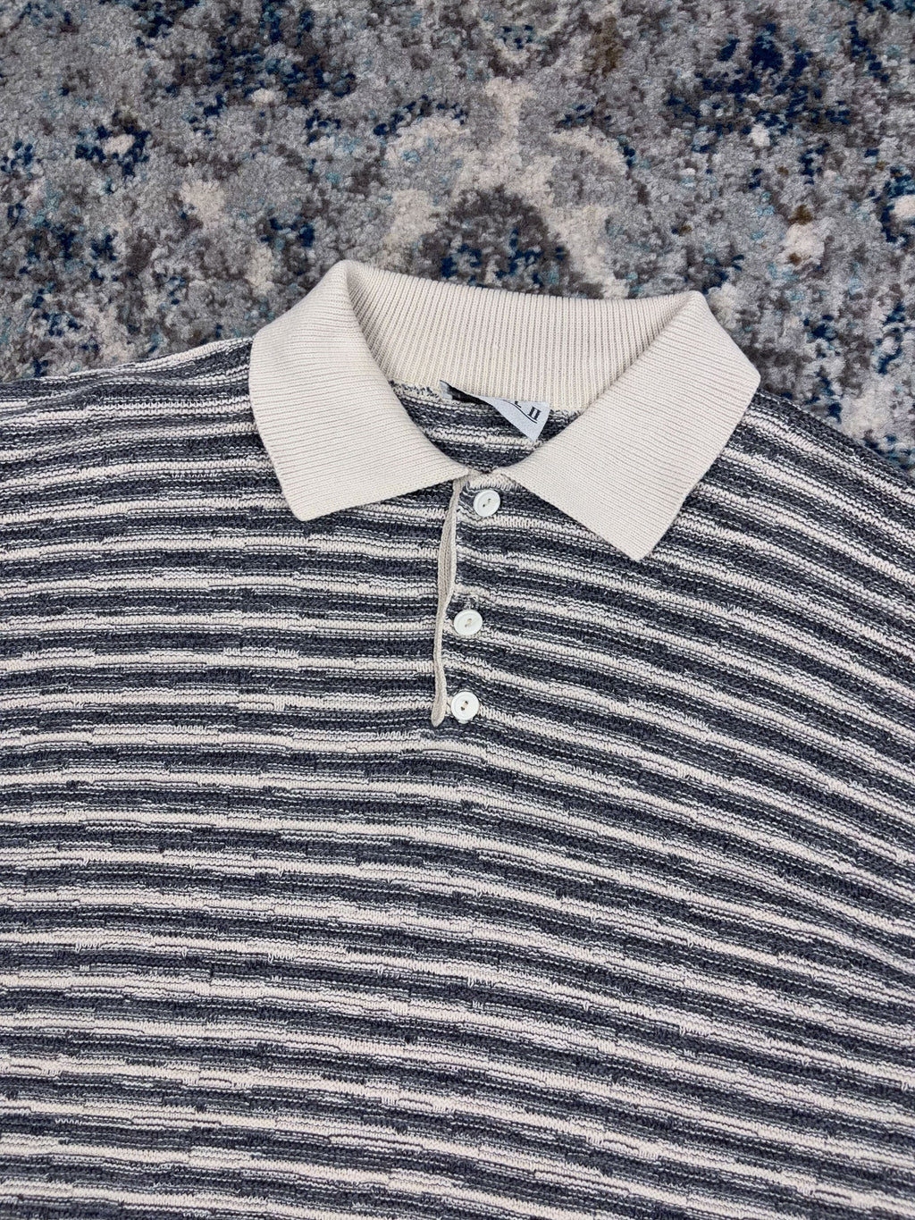 Vintage Barrell II Striped 1/4 Button Collared Knit Sweater Size XL