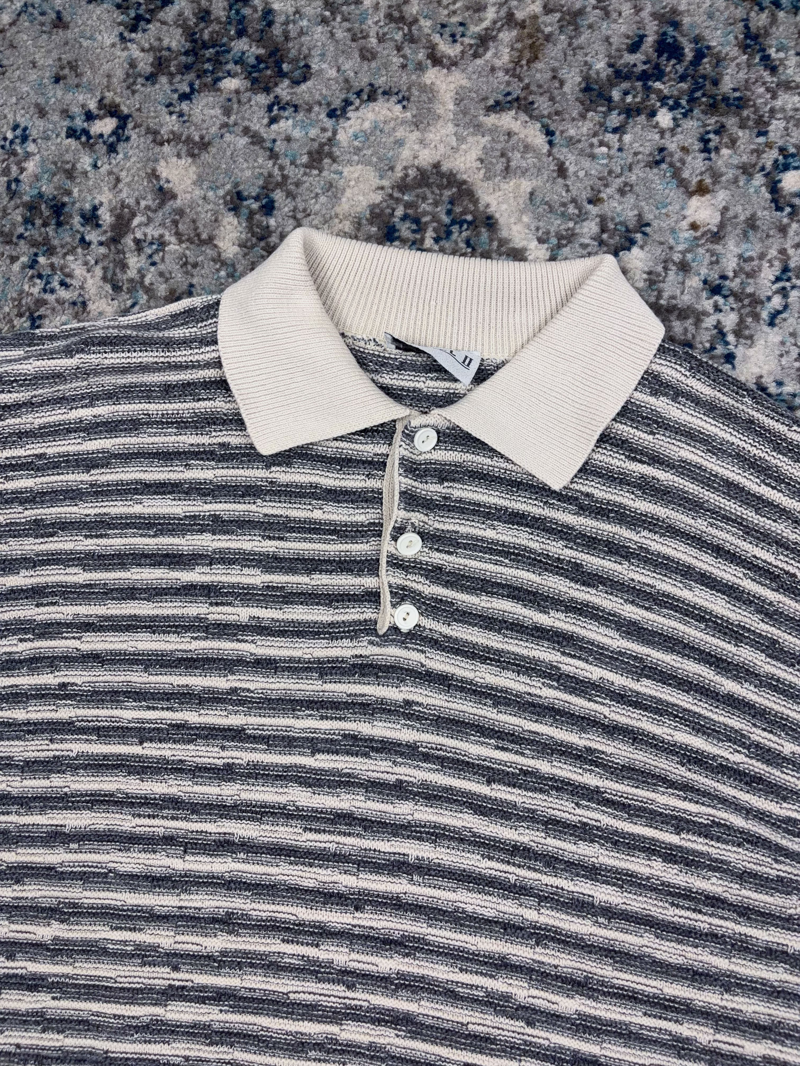 Vintage Barrell II Striped 1/4 Button Collared Knit Sweater Size XL