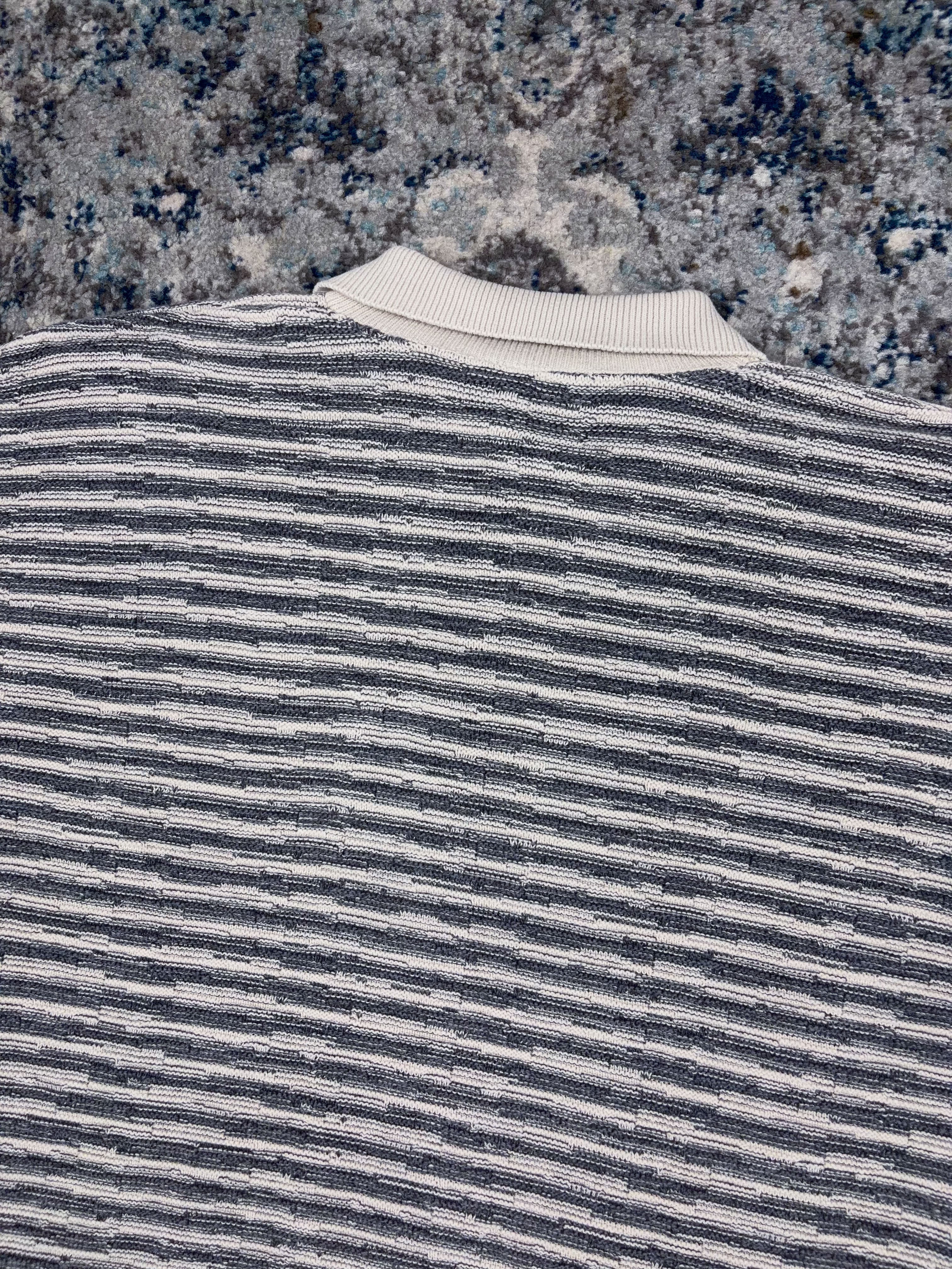 Vintage Barrell II Striped 1/4 Button Collared Knit Sweater Size XL