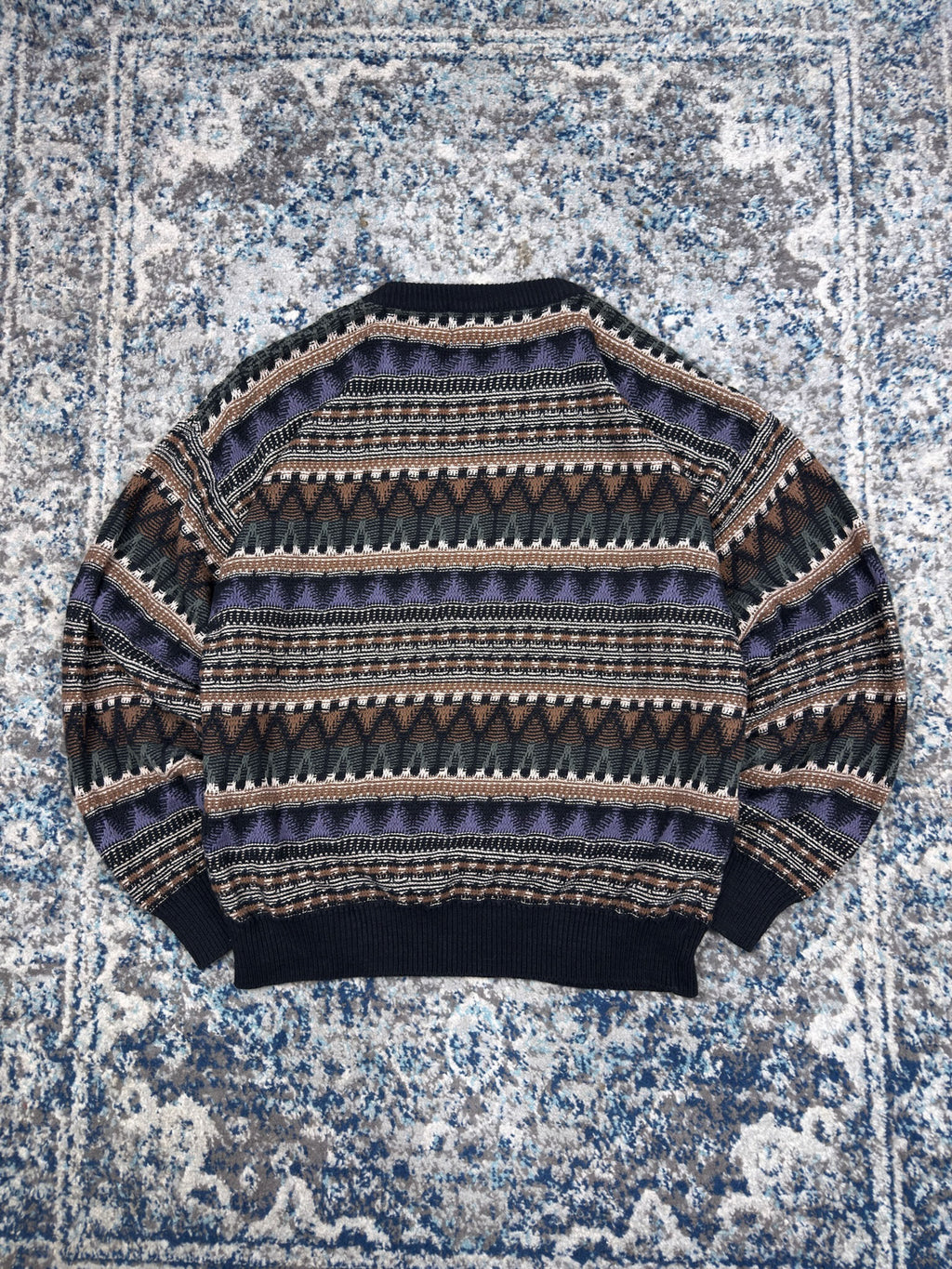 Vintage 90s London Fog Geometric Pattern Print Knit Sweater Size 2XLT