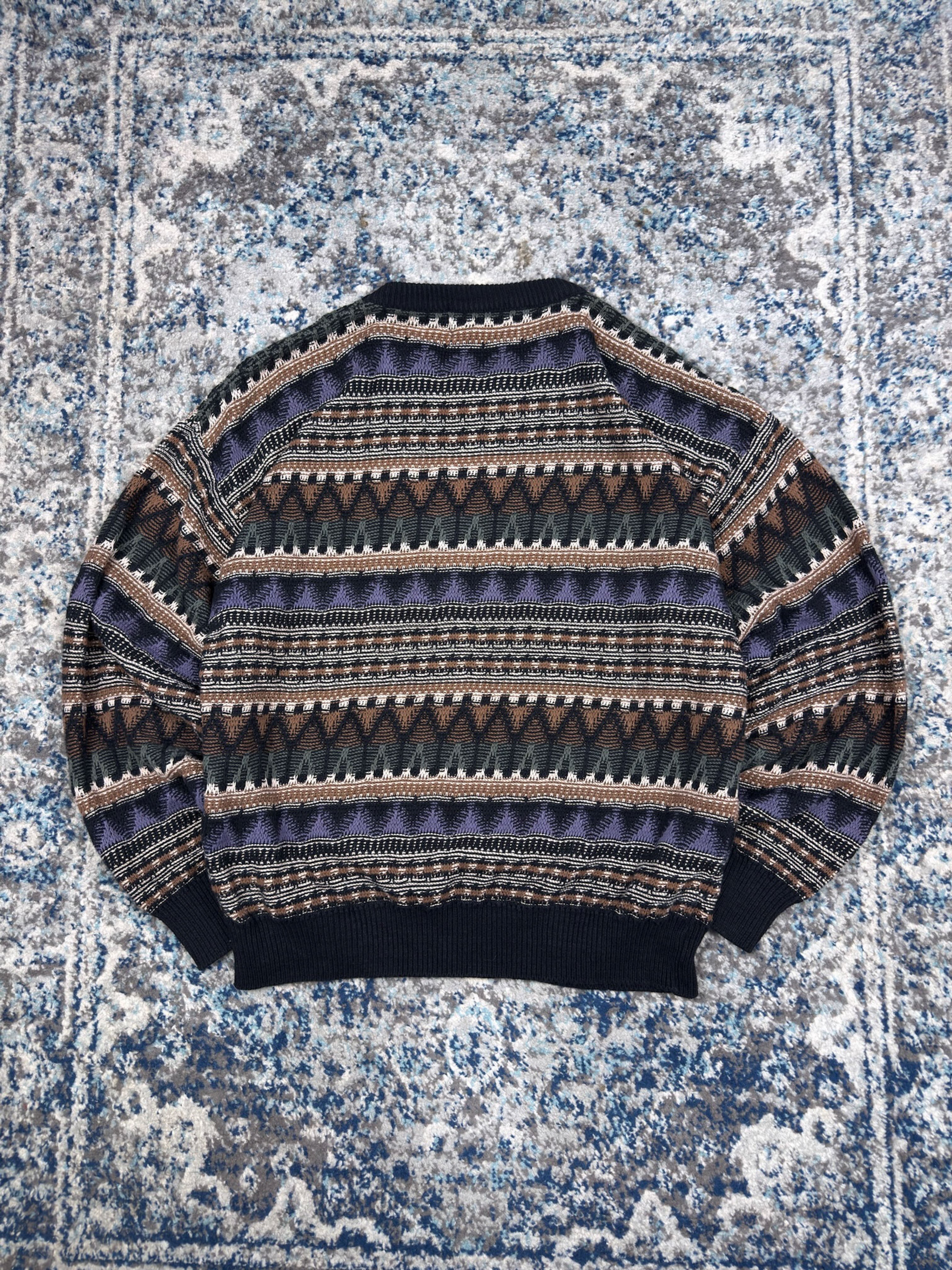 Vintage 90s London Fog Geometric Pattern Print Knit Sweater Size 2XLT