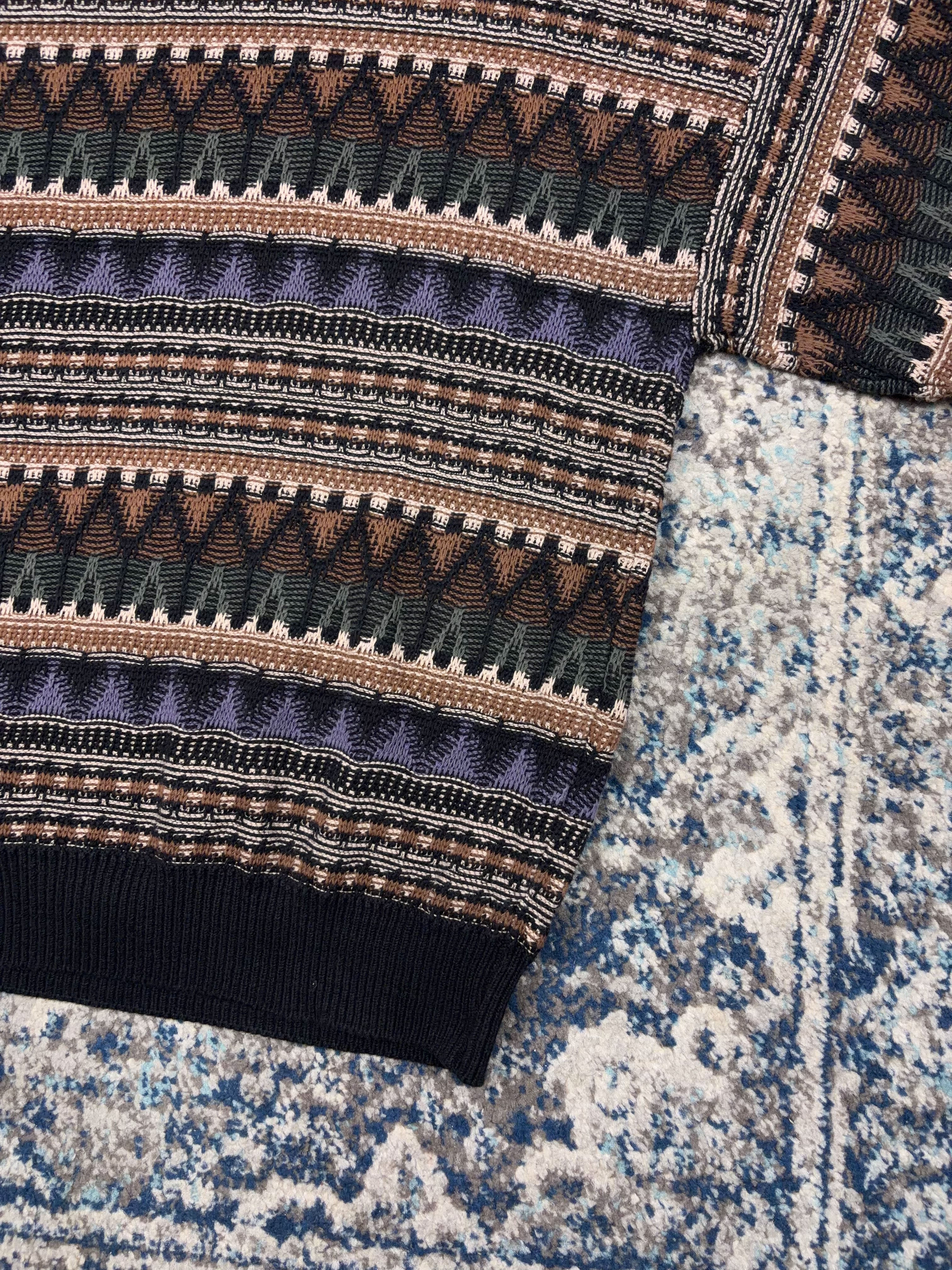 Vintage 90s London Fog Geometric Pattern Print Knit Sweater Size 2XLT
