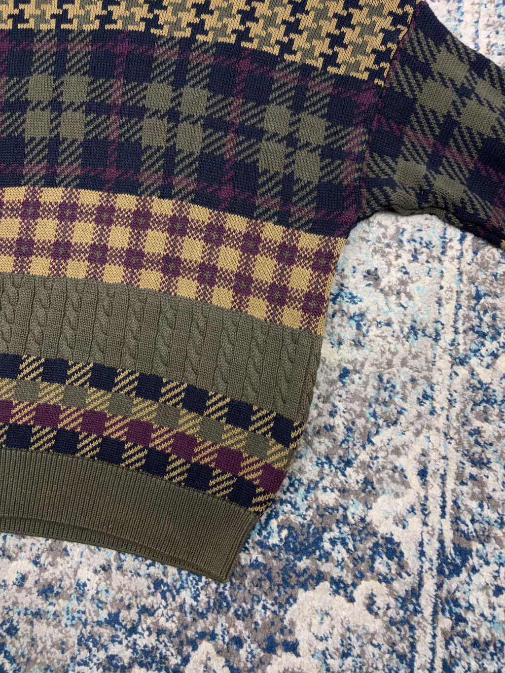 Vintage Woods & Gray Geometric Pattern Knit Sweater Size XL
