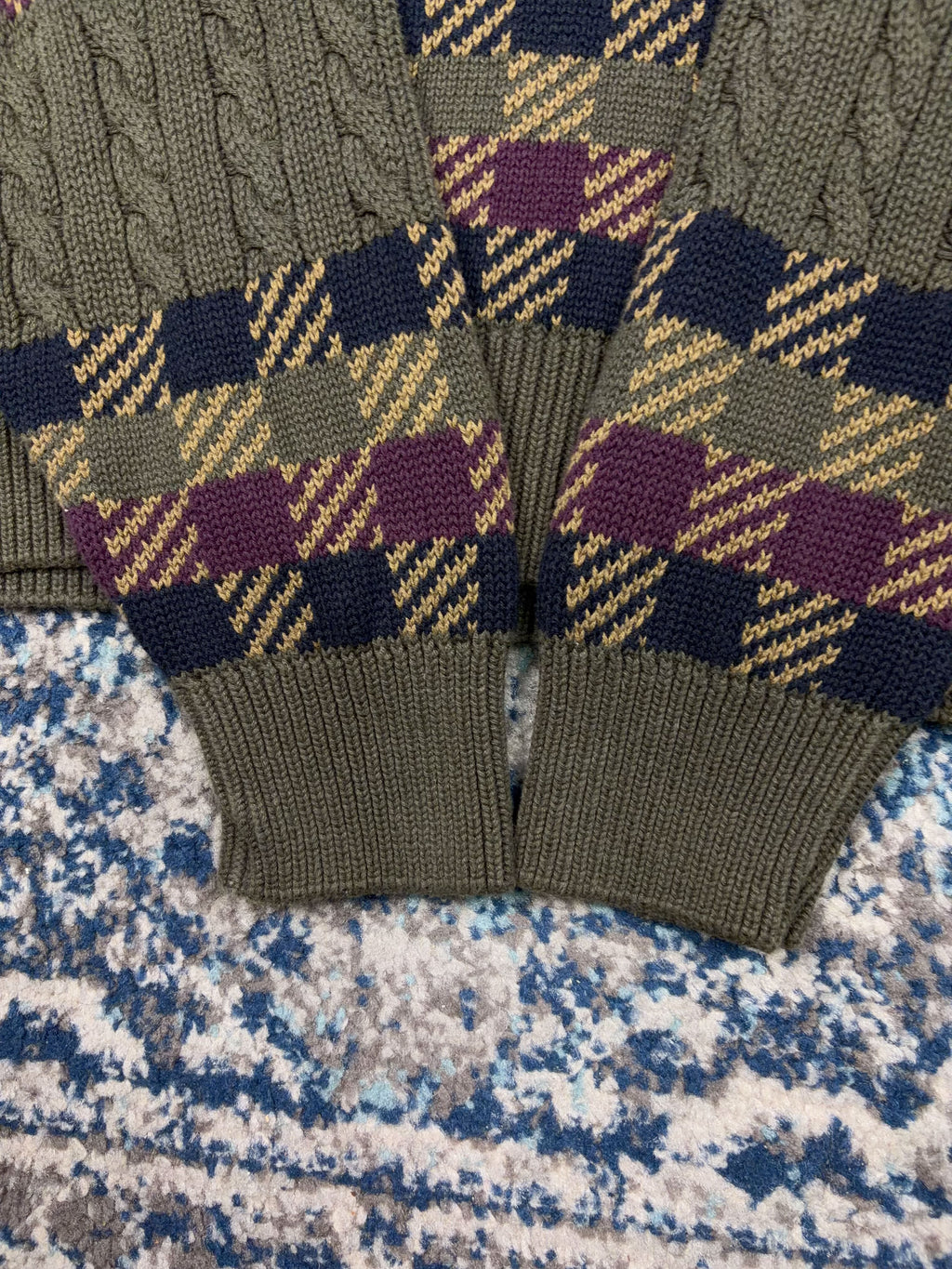 Vintage Woods & Gray Geometric Pattern Knit Sweater Size XL