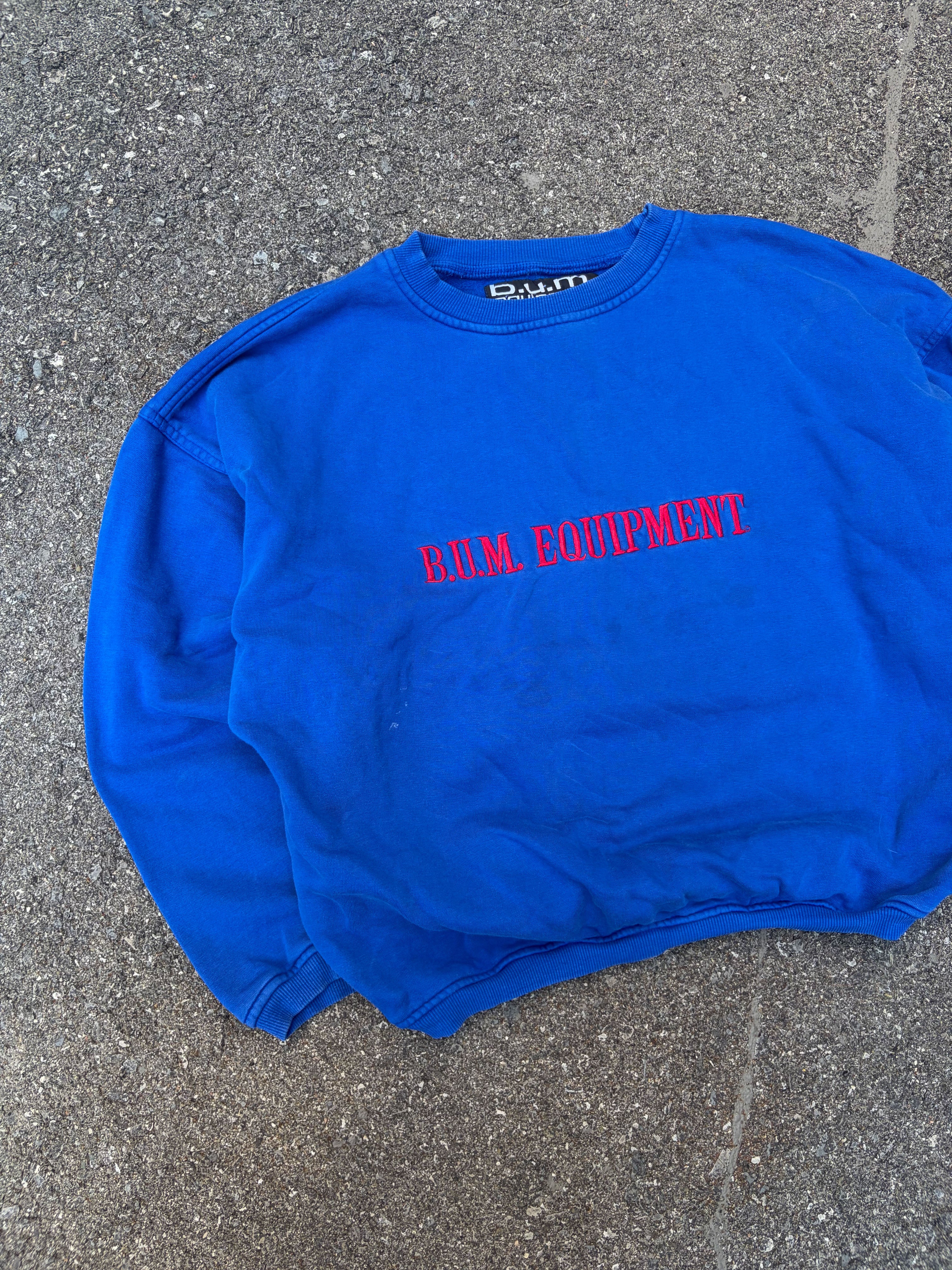 Vintage BUM Equipment Embroidered Spellout Crewneck Sweatshirt Size Large