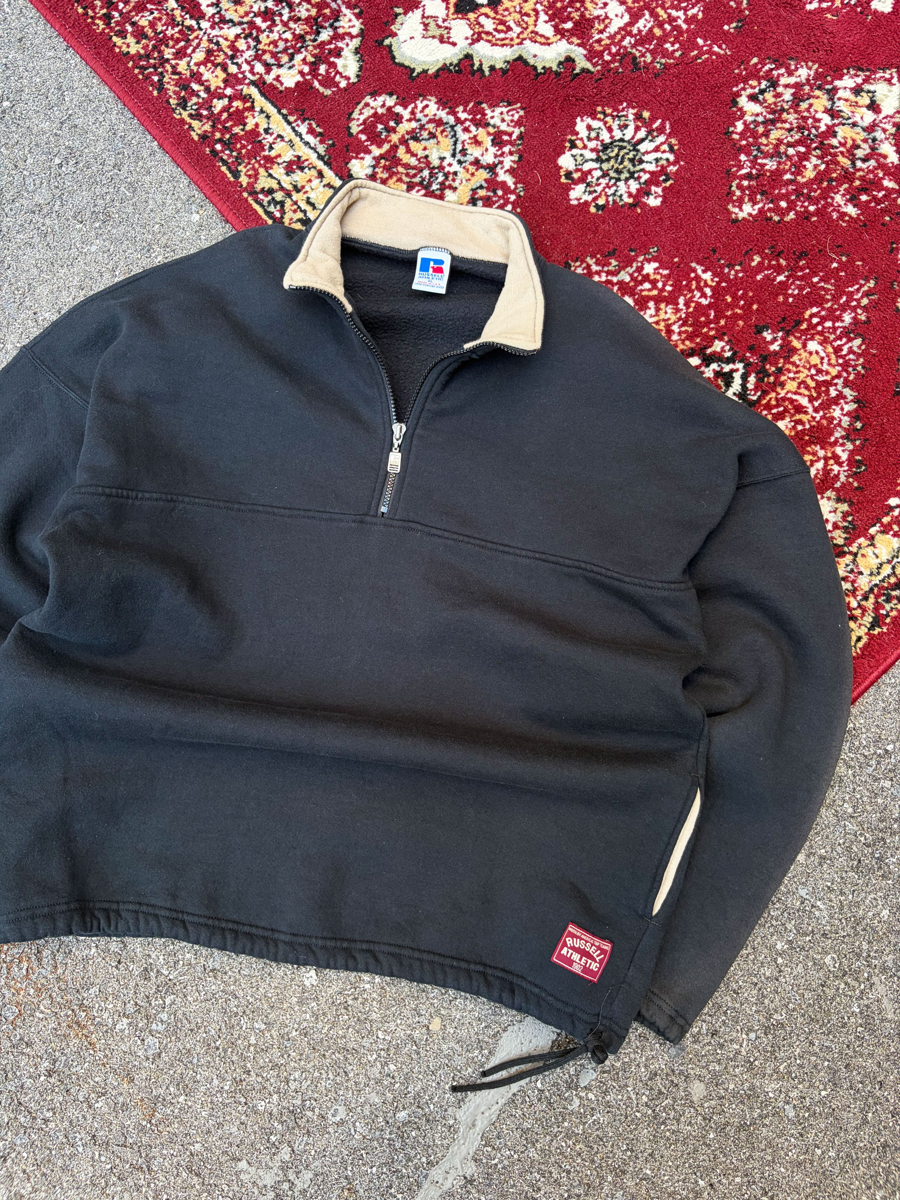 Vintage 90s Russell Athletic 1/4 Zip Mockneck Sweatshirt Size XL