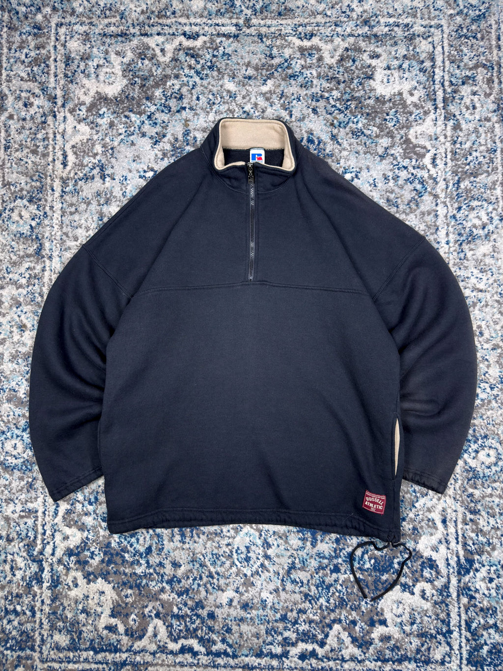 Vintage 90s Russell Athletic 1/4 Zip Mockneck Sweatshirt Size XL