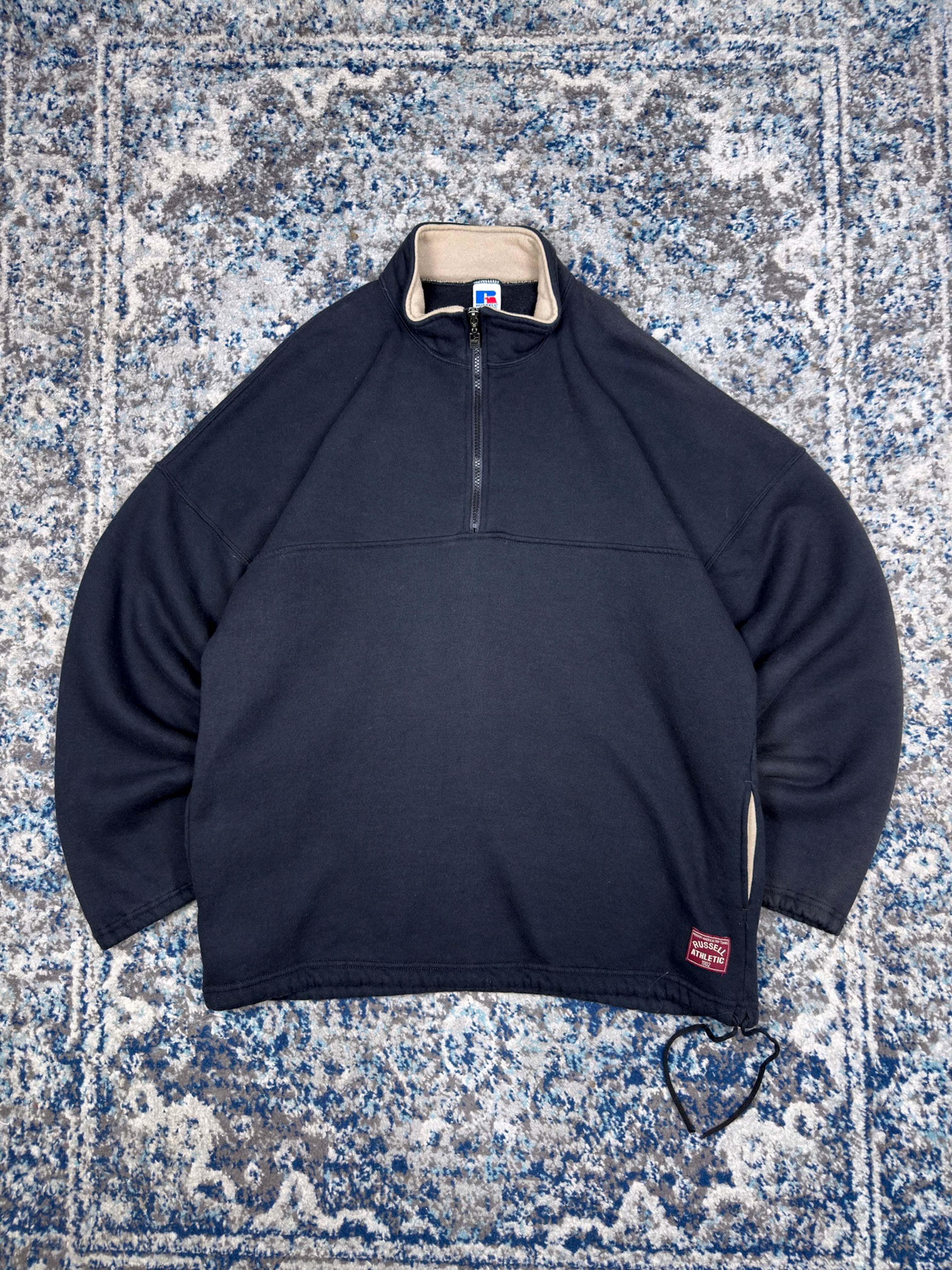 Vintage 90s Russell Athletic 1/4 Zip Mockneck Sweatshirt Size XL