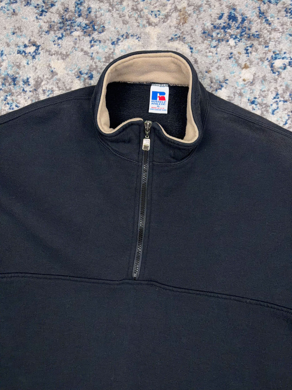 Vintage 90s Russell Athletic 1/4 Zip Mockneck Sweatshirt Size XL