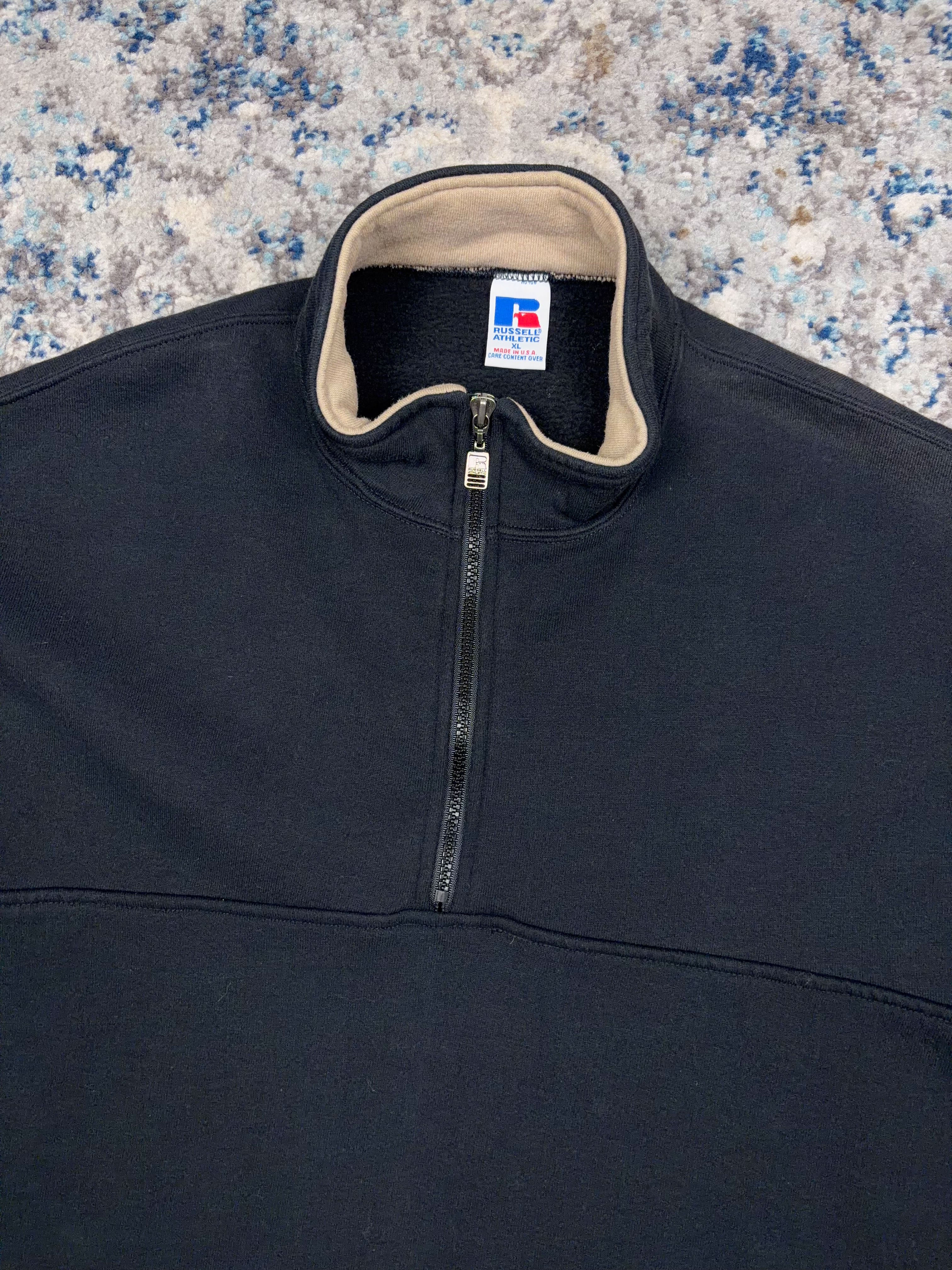 Vintage 90s Russell Athletic 1/4 Zip Mockneck Sweatshirt Size XL