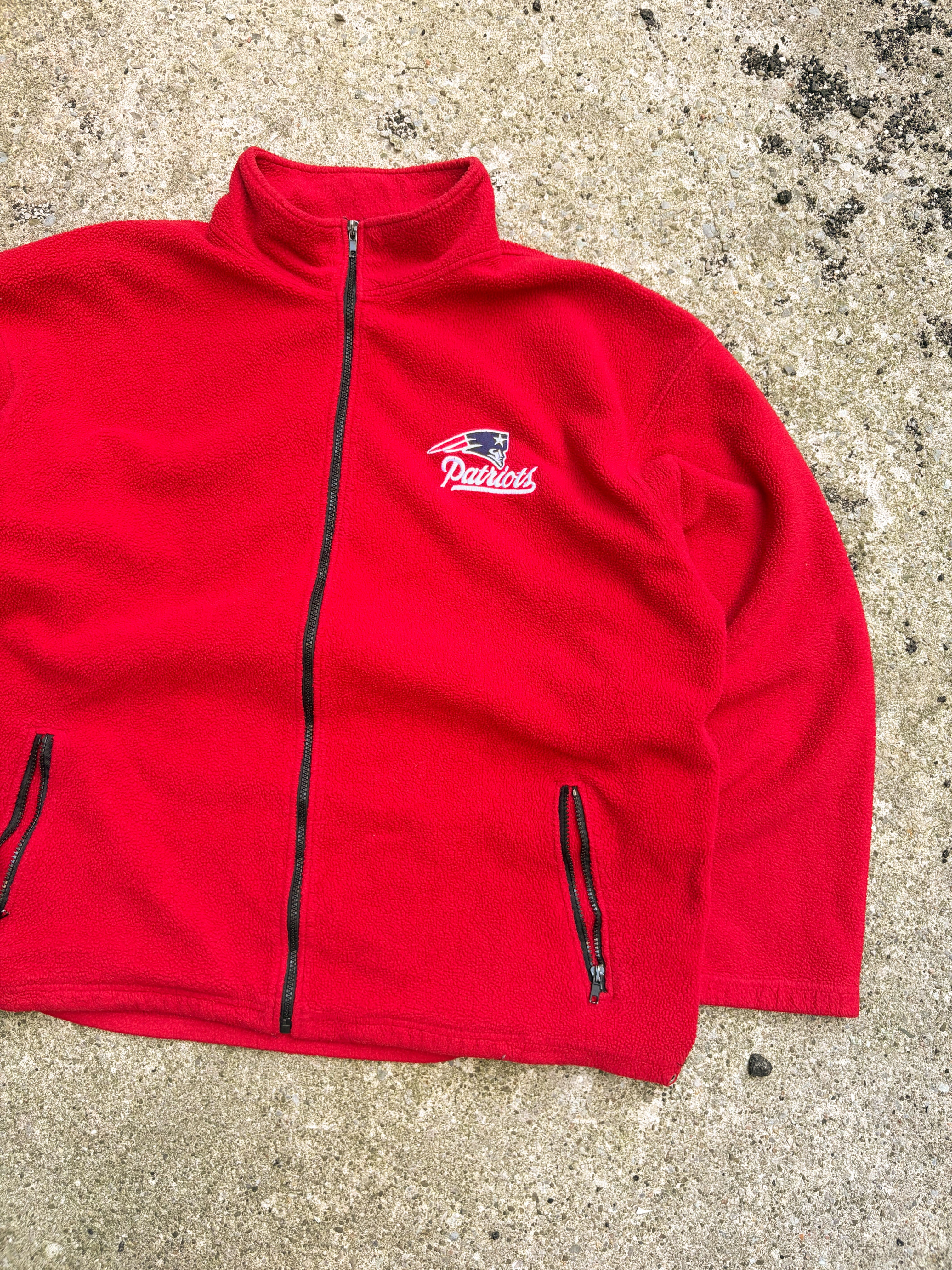 Vintage New England Patriots NFL Embroidered Full Zip Fleece Sweatshirt Size 2XL