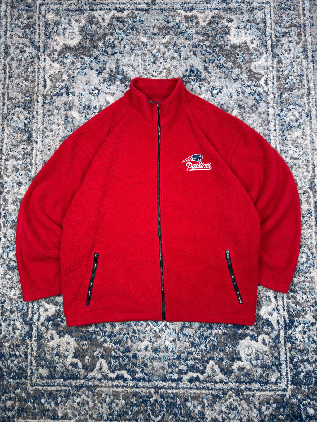 Vintage New England Patriots NFL Embroidered Full Zip Fleece Sweatshirt Size 2XL