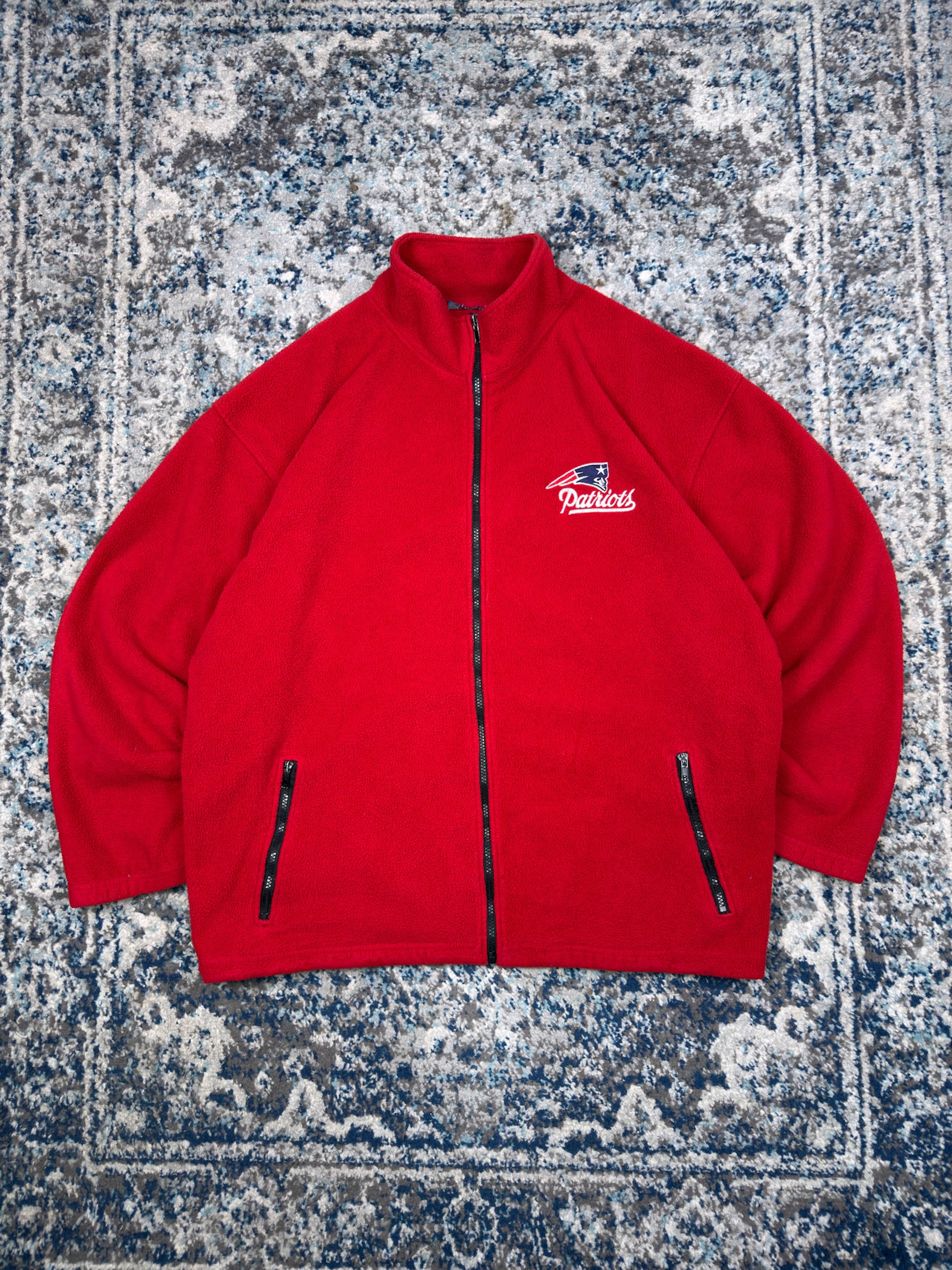 Vintage New England Patriots NFL Embroidered Full Zip Fleece Sweatshirt Size 2XL