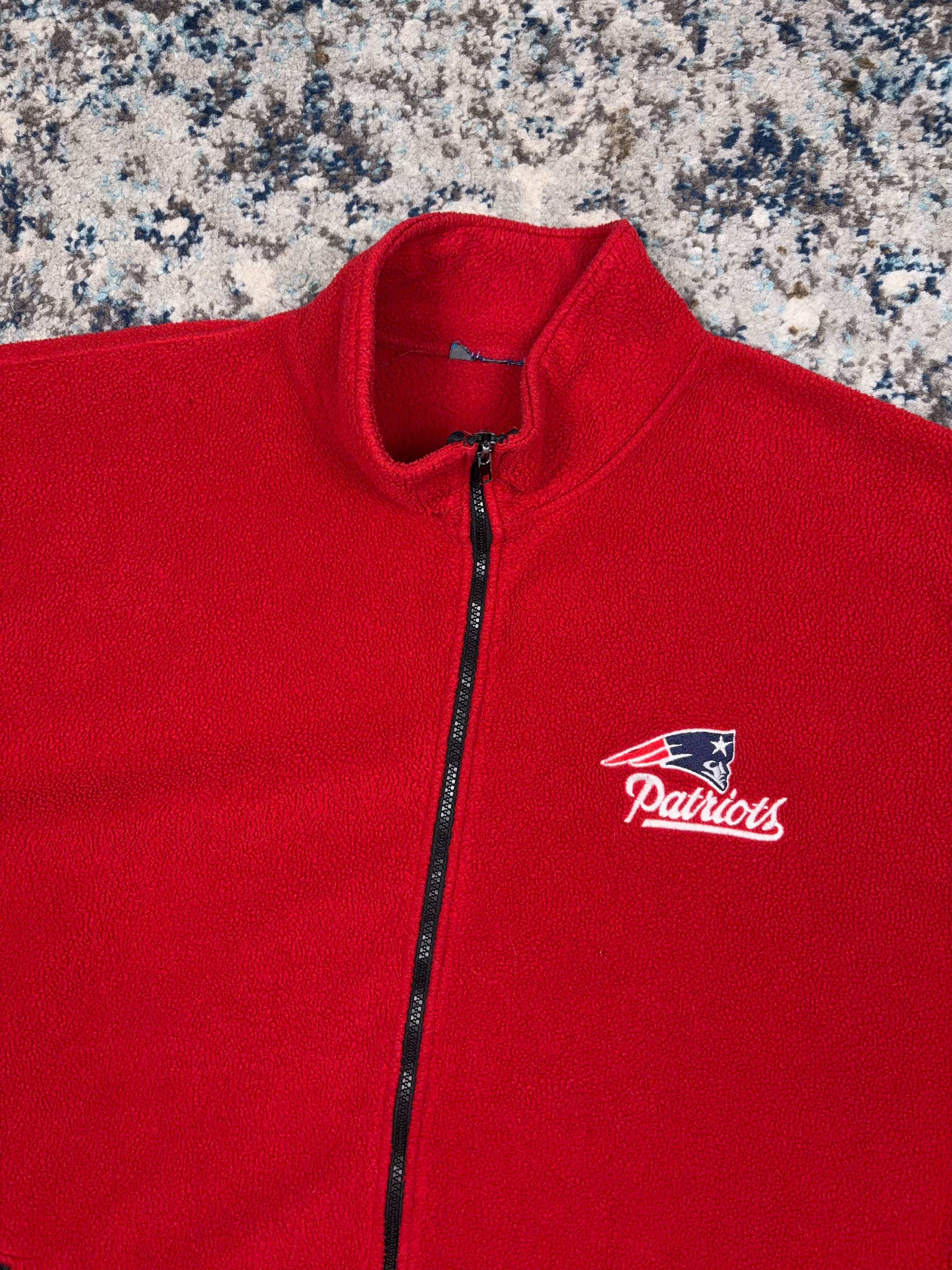 Vintage New England Patriots NFL Embroidered Full Zip Fleece Sweatshirt Size 2XL