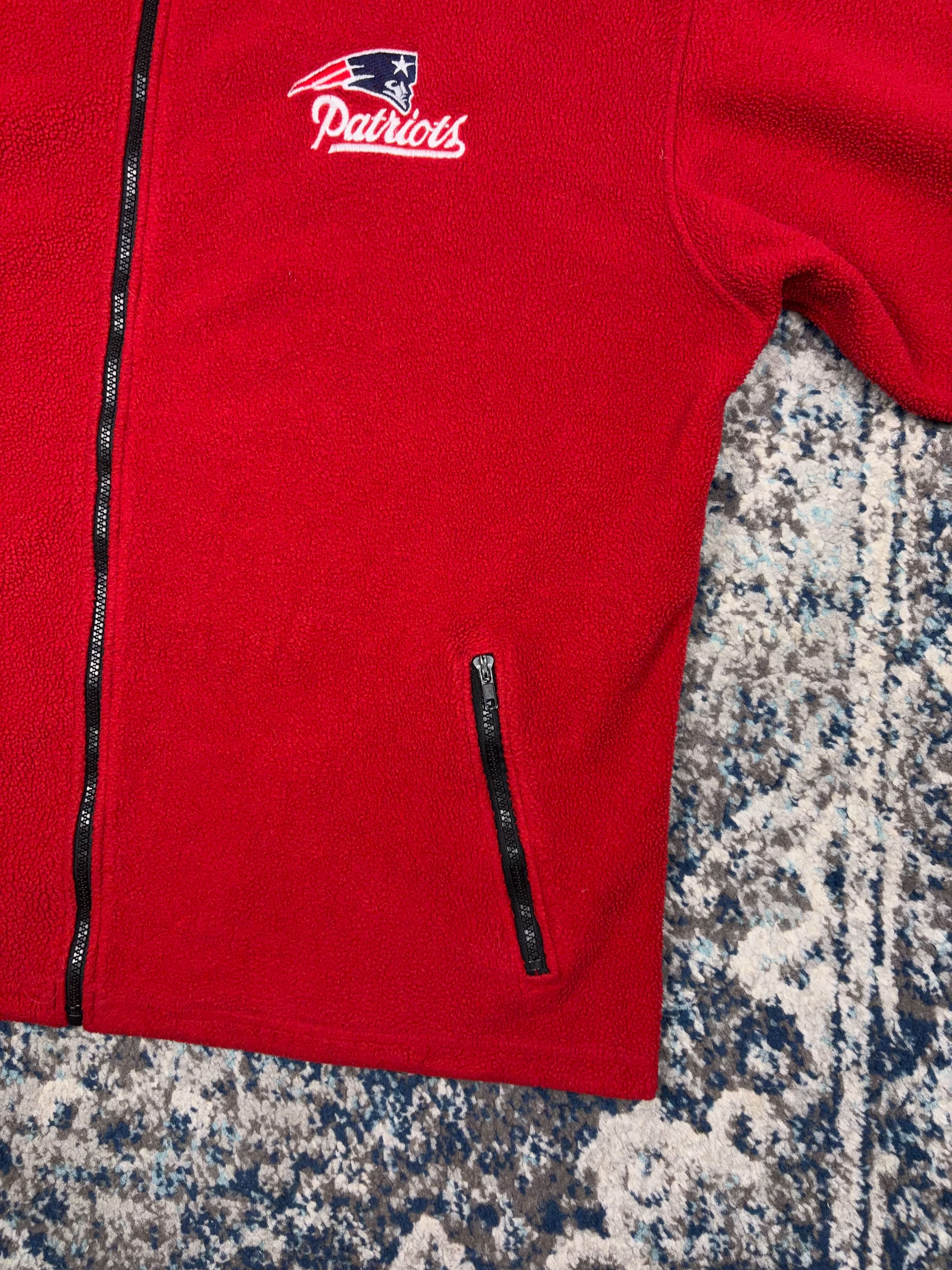 Vintage New England Patriots NFL Embroidered Full Zip Fleece Sweatshirt Size 2XL