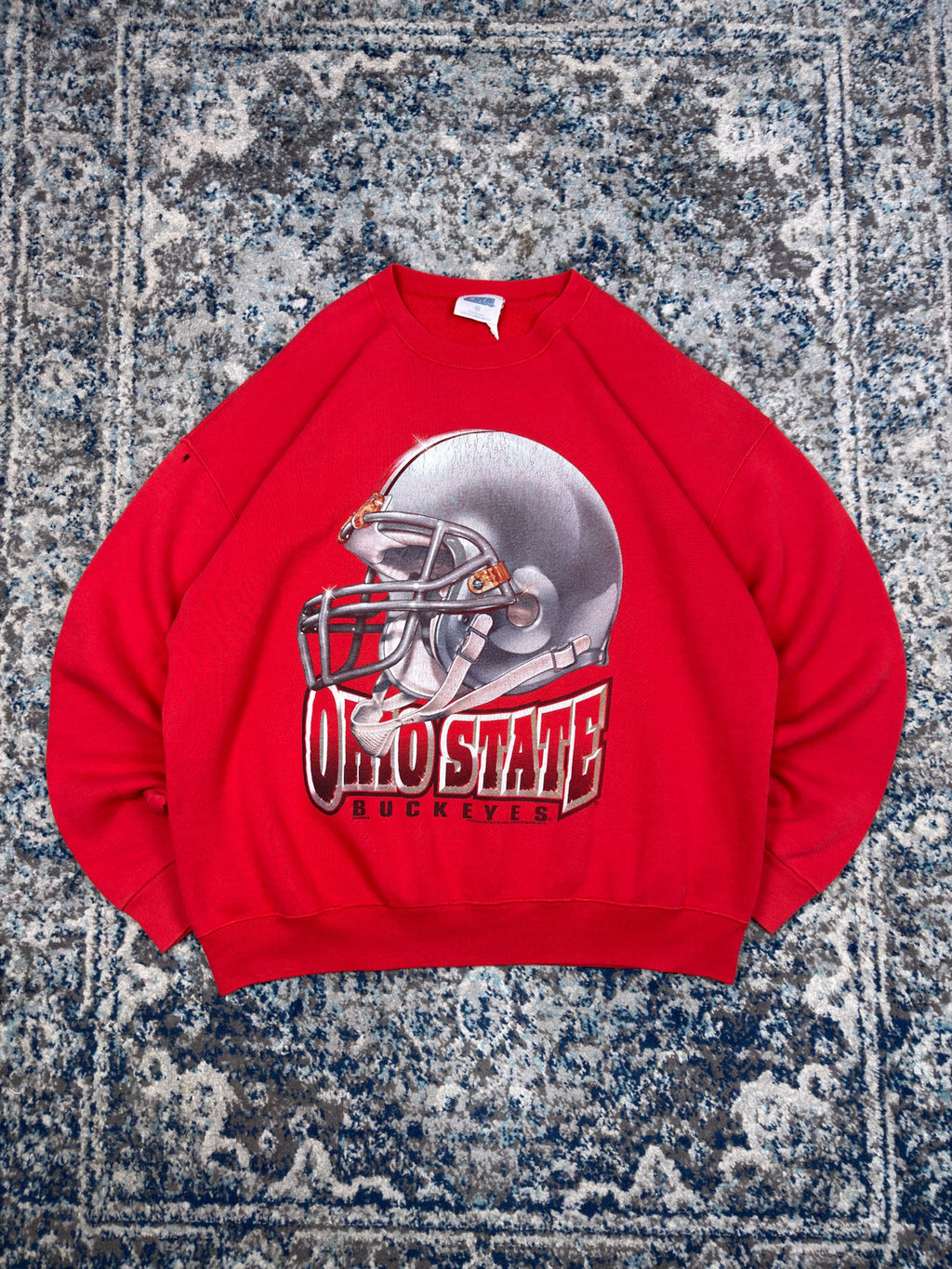 Vintage 90s Ohio State Buckeyes NCAA Big Helmet Graphic Sweatshirt Size 2XL