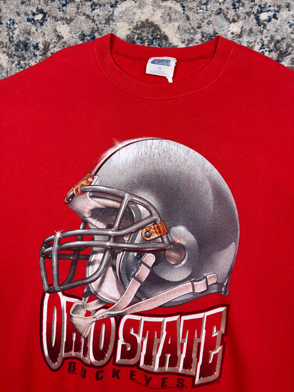 Vintage 90s Ohio State Buckeyes NCAA Big Helmet Graphic Sweatshirt Size 2XL