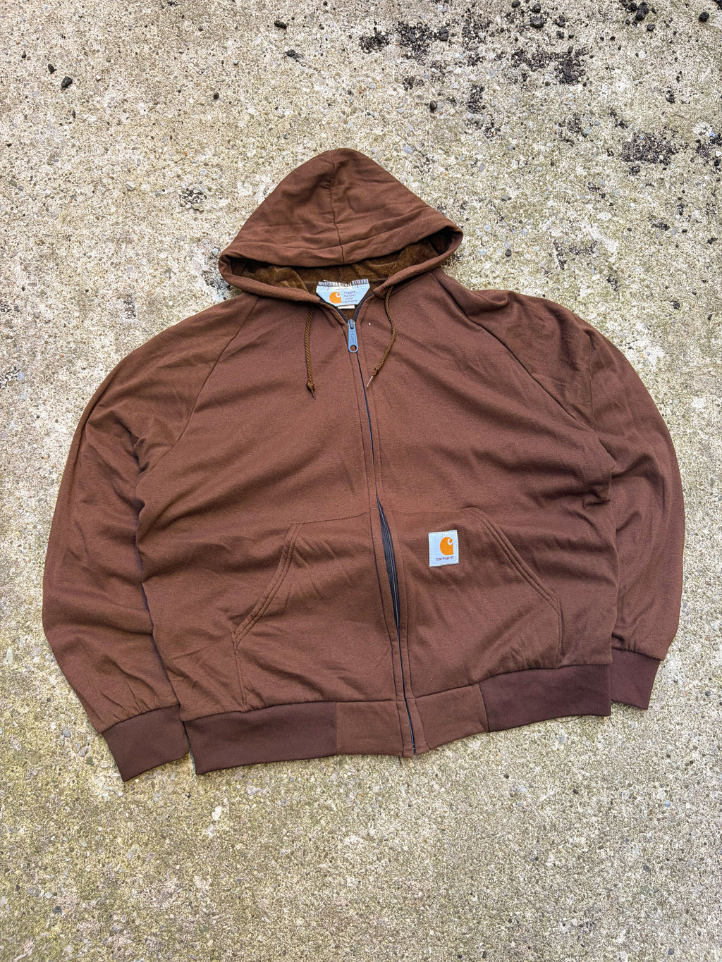Vintage 80s/90s Carhartt Velour Lined Lightweight Hooded Sweatshirt Size Large
