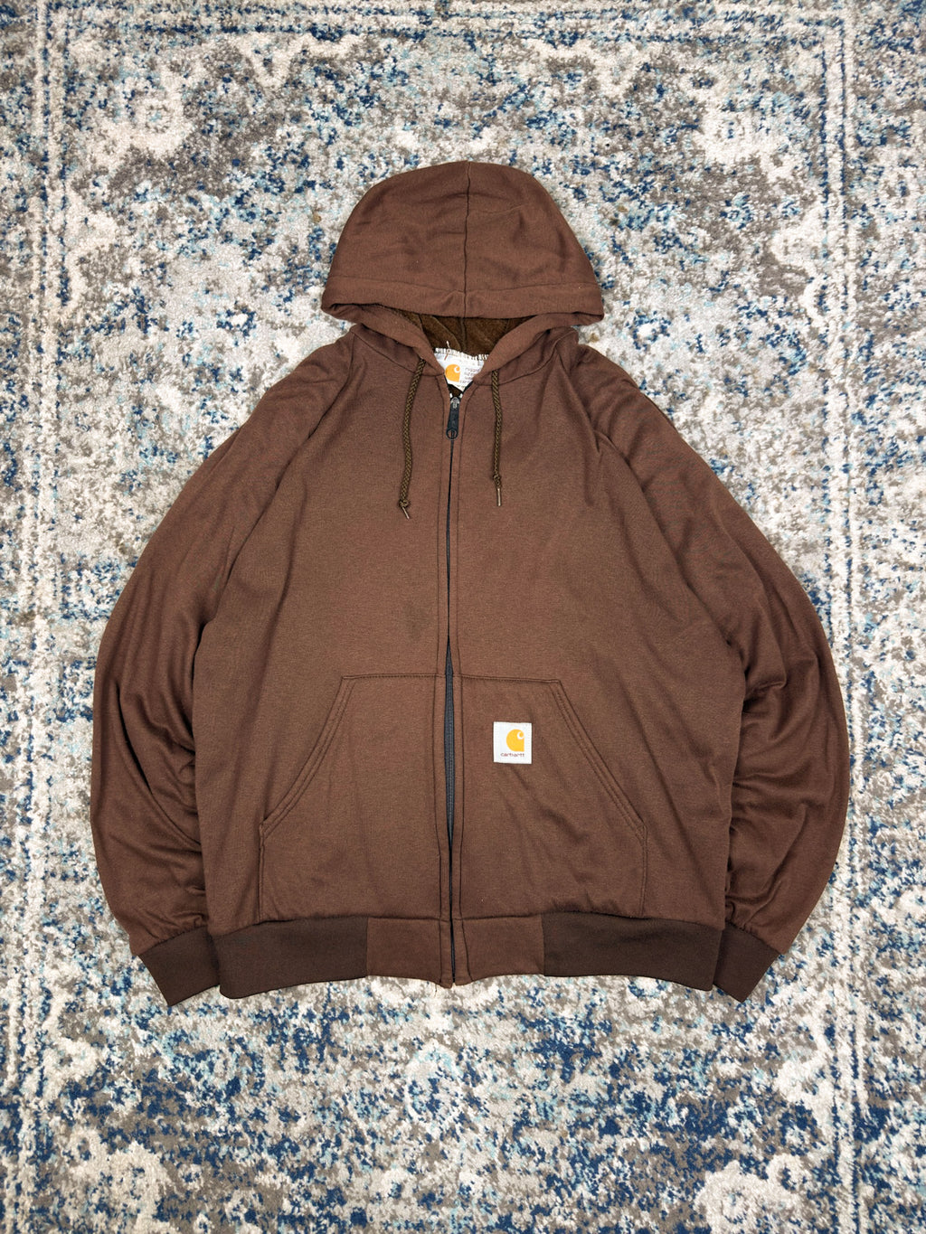 Vintage 80s/90s Carhartt Velour Lined Lightweight Hooded Sweatshirt Size Large