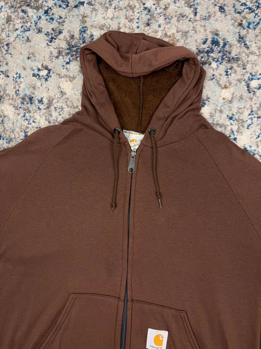 Vintage 80s/90s Carhartt Velour Lined Lightweight Hooded Sweatshirt Size Large
