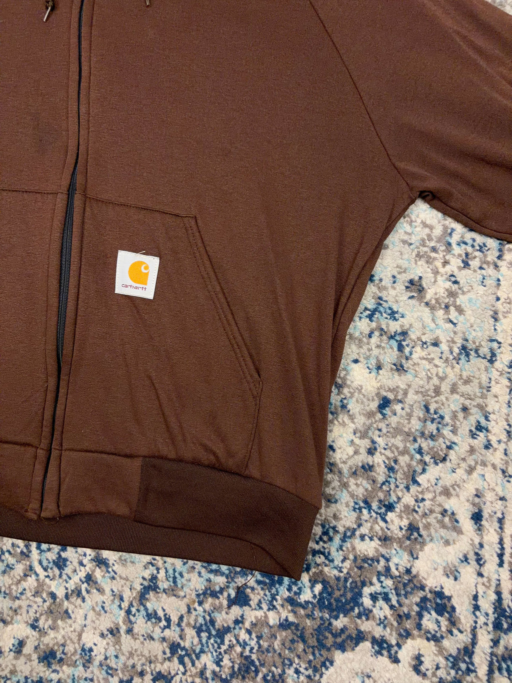 Vintage 80s/90s Carhartt Velour Lined Lightweight Hooded Sweatshirt Size Large