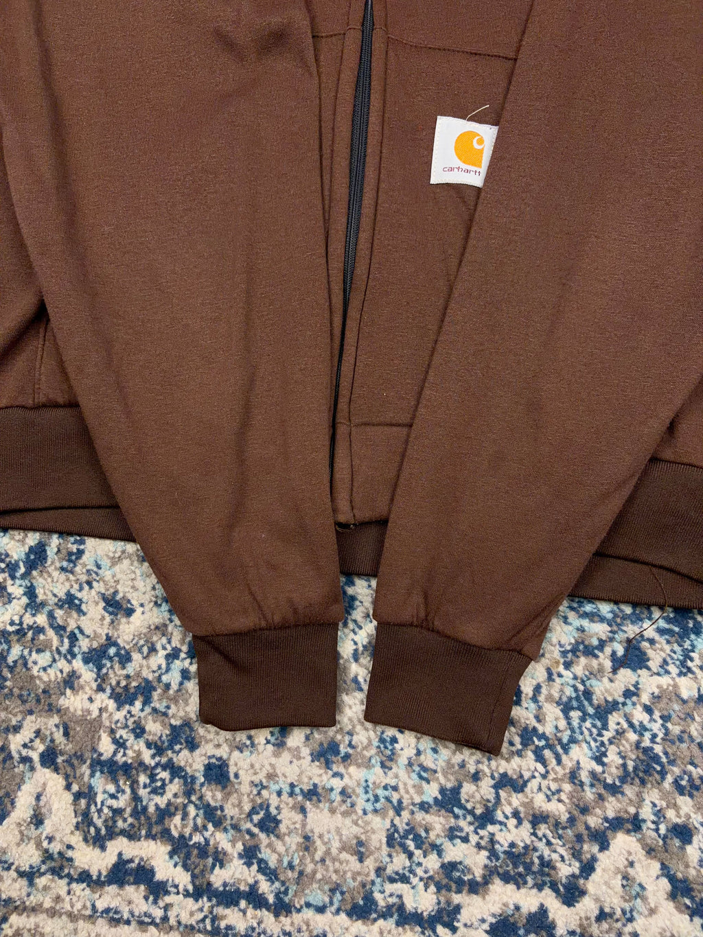 Vintage 80s/90s Carhartt Velour Lined Lightweight Hooded Sweatshirt Size Large