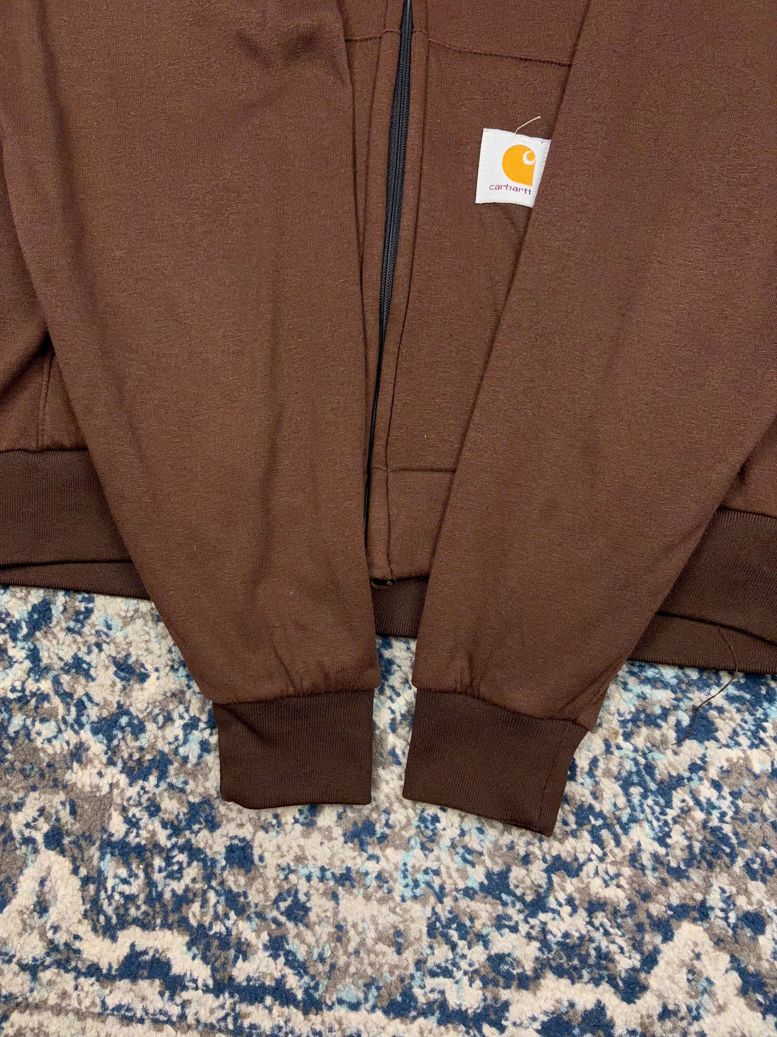 Vintage 80s/90s Carhartt Velour Lined Lightweight Hooded Sweatshirt Size Large